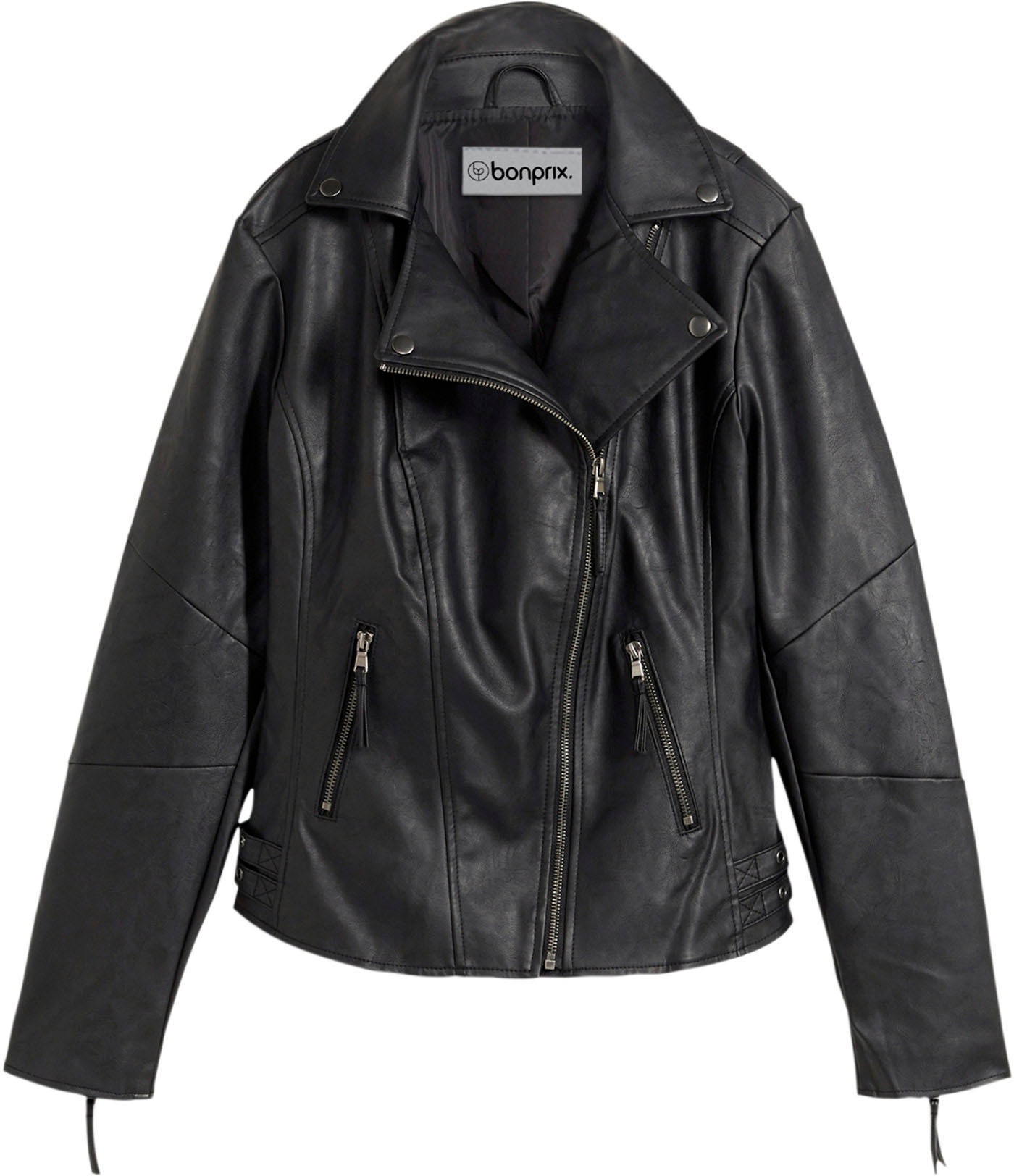 bonprix Lederimitatjacke im Bikerstil, taillierte Passform, mit Kragen und Revers