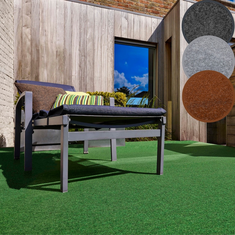 ANDIAMO Kunstrasen »Edinburgh, Made in Netherlands« rechteckig 4 mm Höhe aus Nadelfilz, mit Drainagenoppen, für Balkon, Terasse, Wintergarten grün...