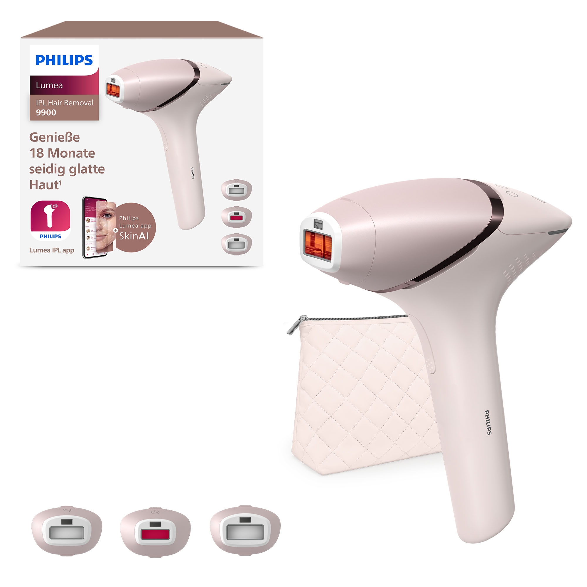 PHILIPS IPL-Haarentferner »Lumea S9900 BRI953/02« 450.000 Lichtimpulse kabellos, 2 SkinAI Funktionen rosa Kostenlose Lumea Coaching-App mit zwei...