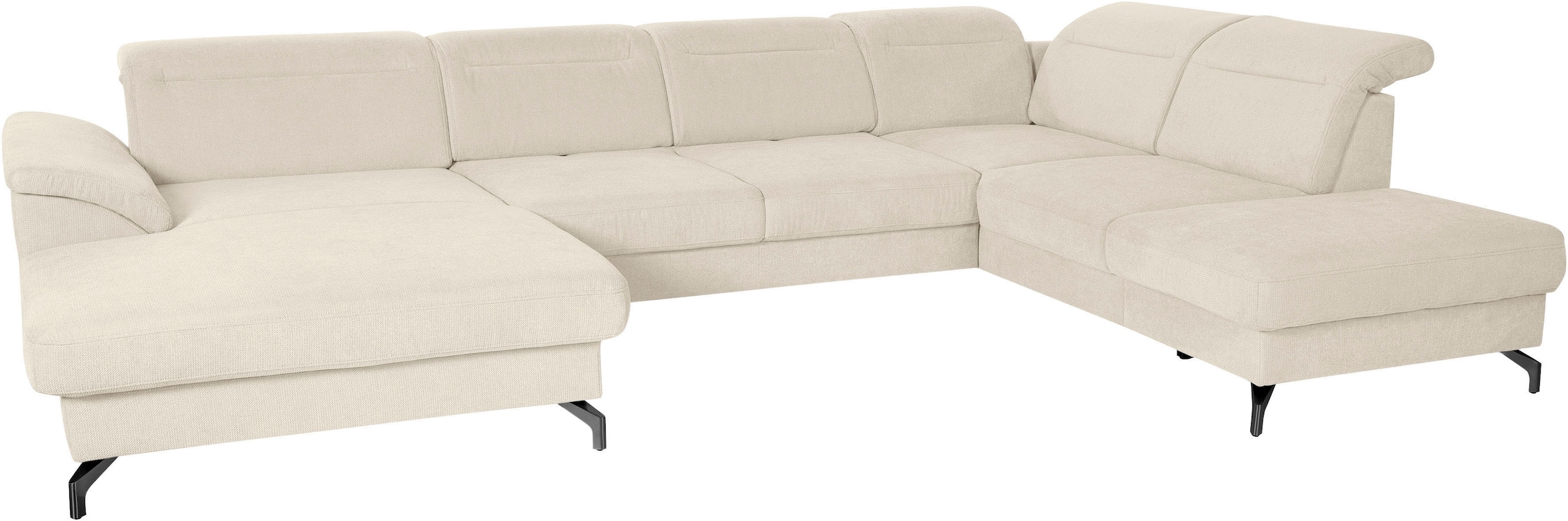 sit&more Wohnlandschaft »Percy U-Form«, 12 cm Fußhöhe, Sitztiefenverstellung, wahlweise in 2 Fußfarben