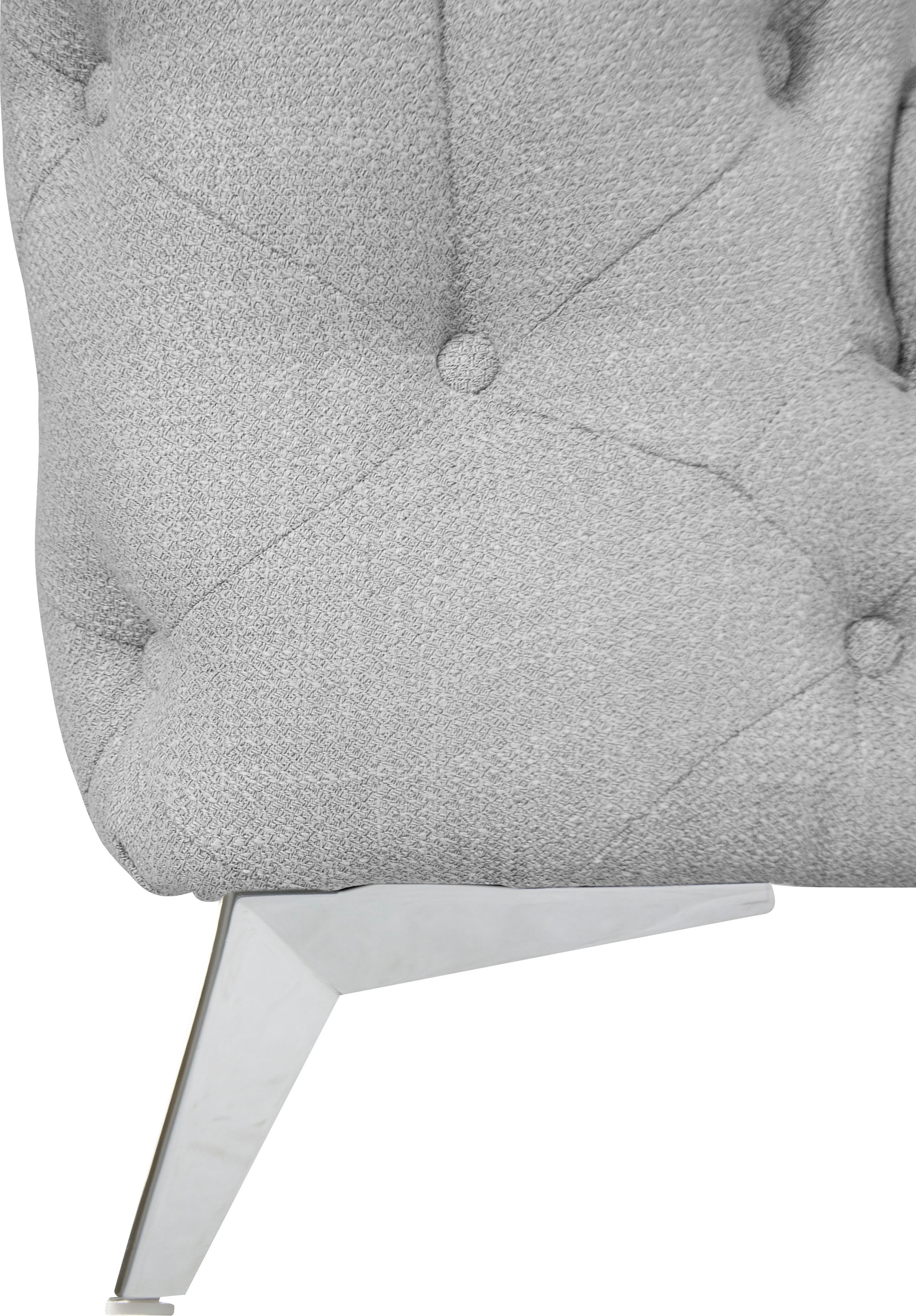 Leonique Chesterfield-Sofa »Ecksofa GLYNIS L-Form mit Wellenunterfederung, Maße B/T/H 264/204/75cm«, aufwändige Knopfheftung, moderne Chesterfield Optik, Fußfarbe wählbar