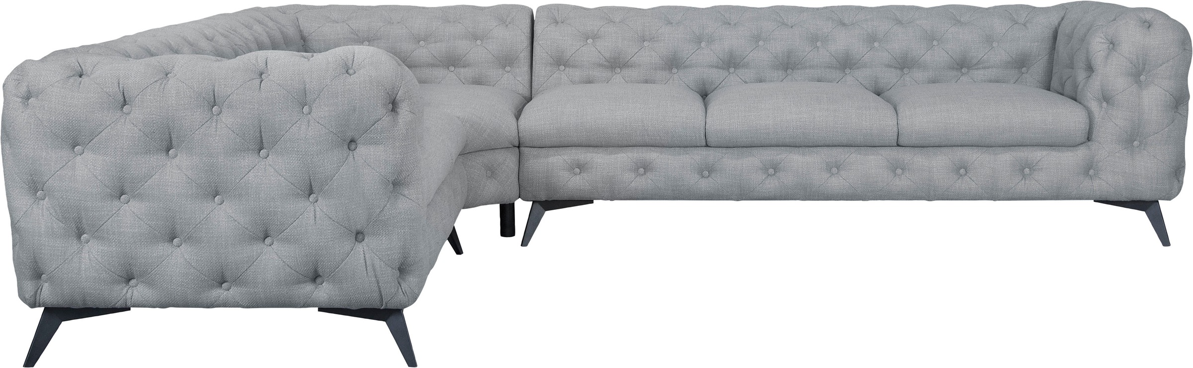 Leonique Chesterfield-Sofa »Ecksofa GLYNIS L-Form mit Wellenunterfederung, günstig online kaufen