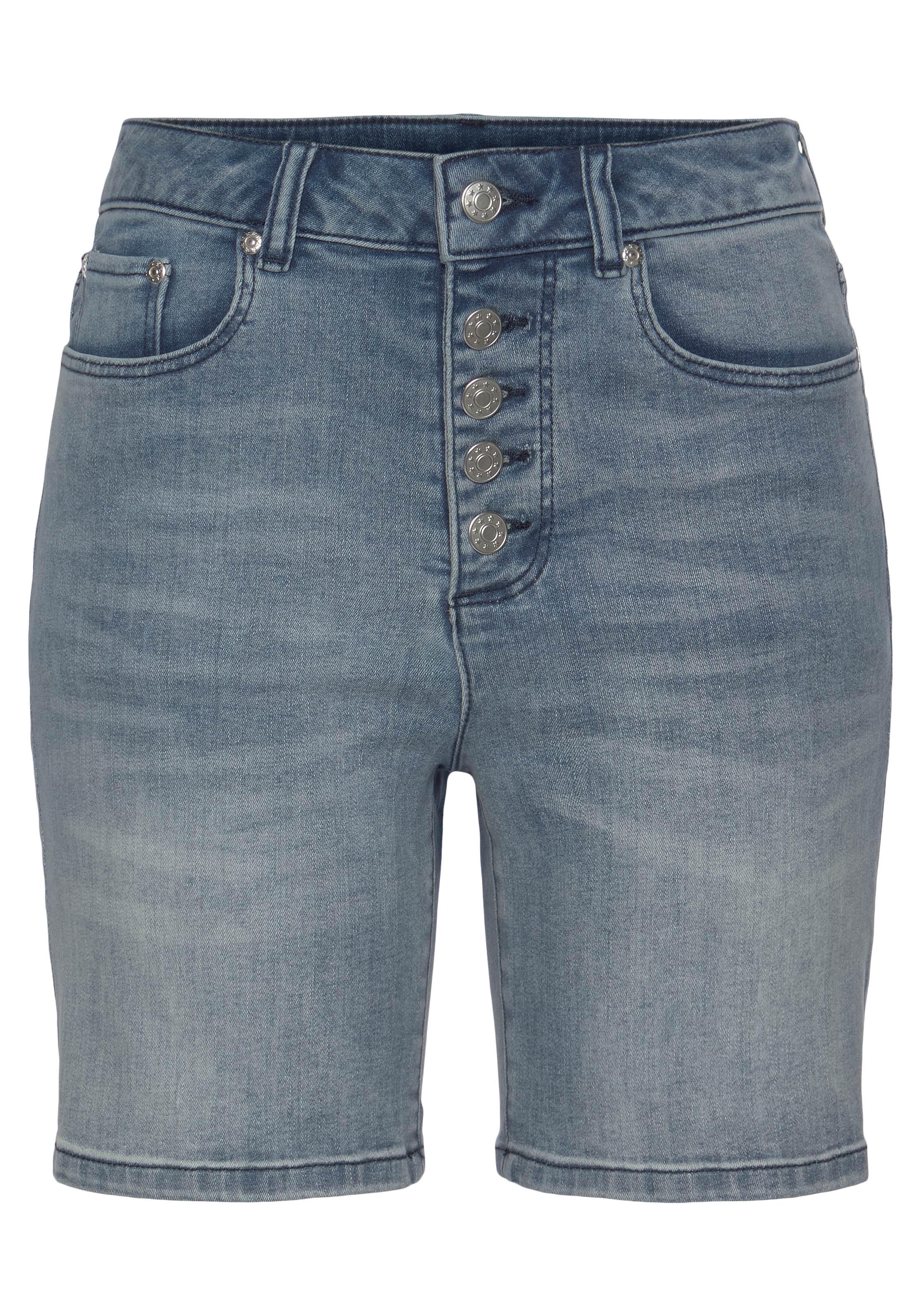 Buffalo Jeansshorts, in High-Waist-Form, Stretchanteil, Sommerhose, figurbetont