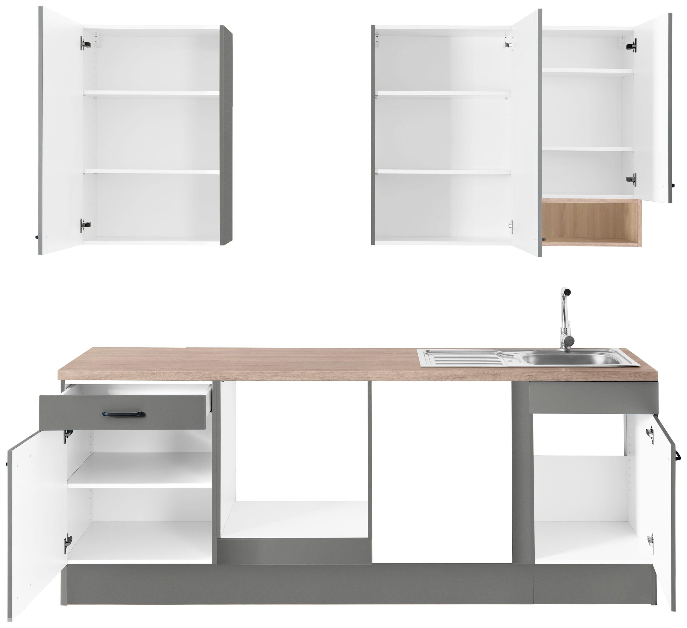 OPTIFIT Küchenzeile »Elga«, Premium-Küche mit Soft-Close-Funktion, Vollauszug, Breite 230 cm