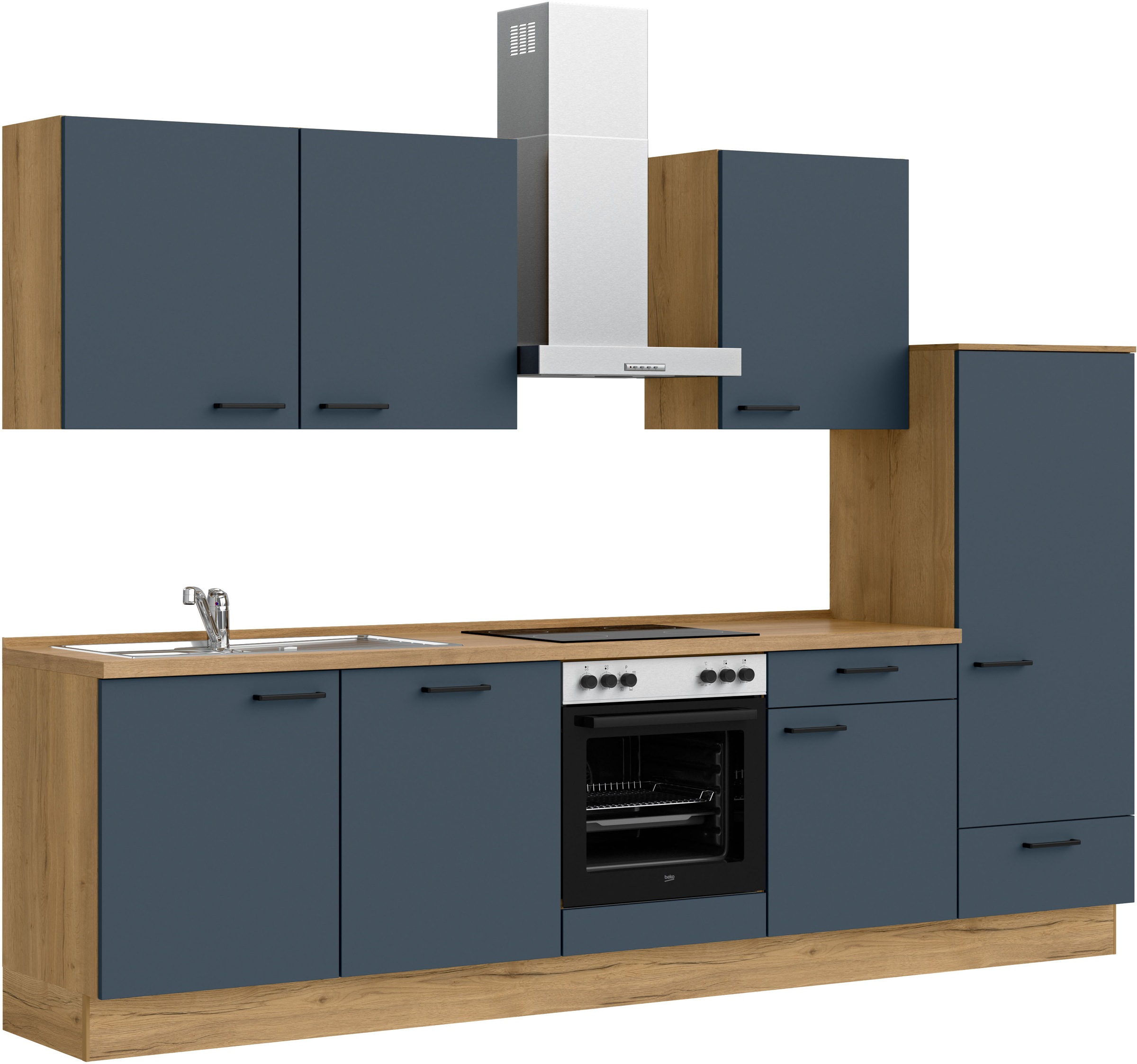 nobilia® Küchenzeile »"Easytouch I"« vormontiert, Ausrichtung wählbar, Breite 300 cm, wahlw. mit E-Geräten