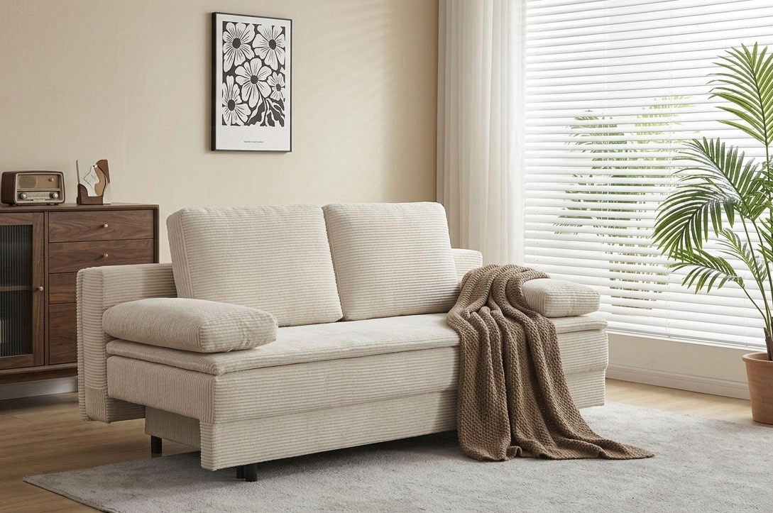 OTTO home Schlafsofa »JANNIKO Cord, Breite: 193 cm, Liegefläche 124x193 cm, softer Cord« mit Bettfunktion & Bettkasten