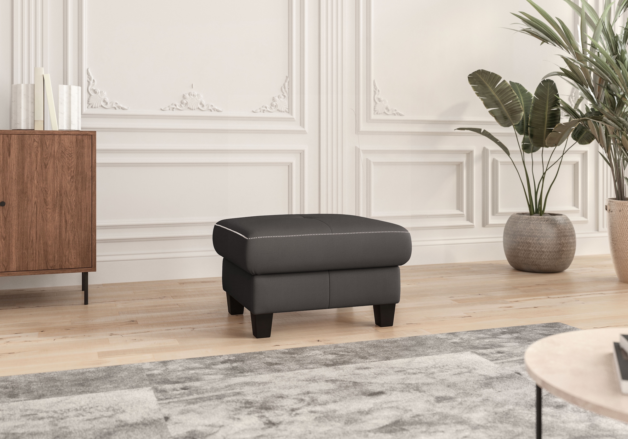 Places of Style Polsterhocker »Varese«, Kreuznaht in beige