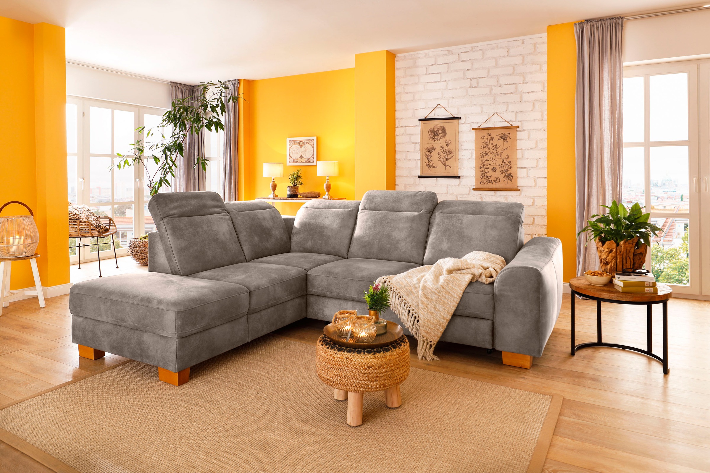 Home affaire Ecksofa »Dundee L-Form«, wahlweise mit Kopfteilverstellung und günstig online kaufen