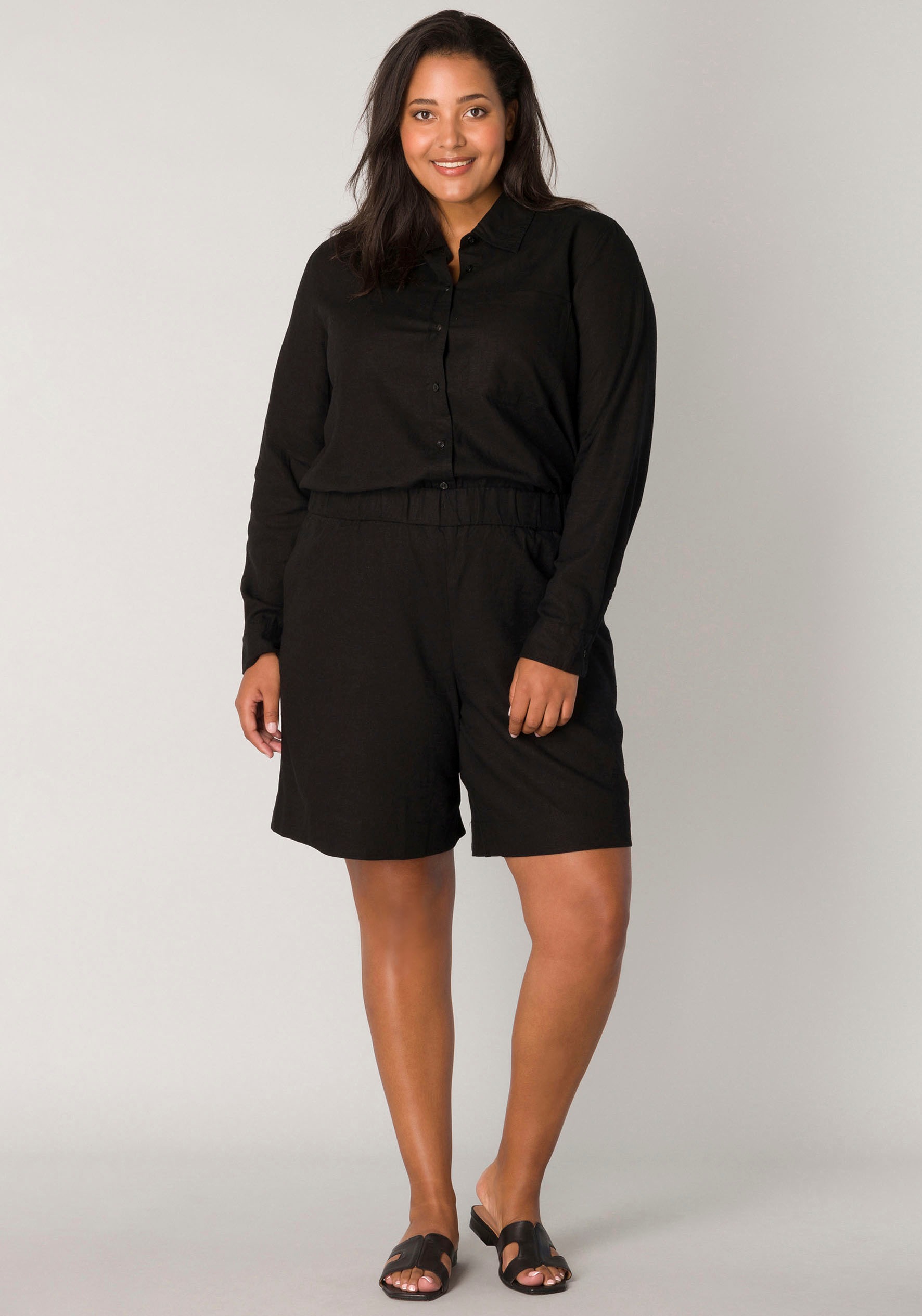 Base Level Curvy Relaxshorts »YARDAN«, Sommerhose aus Leinen und Viskose und mit elastischem Bund