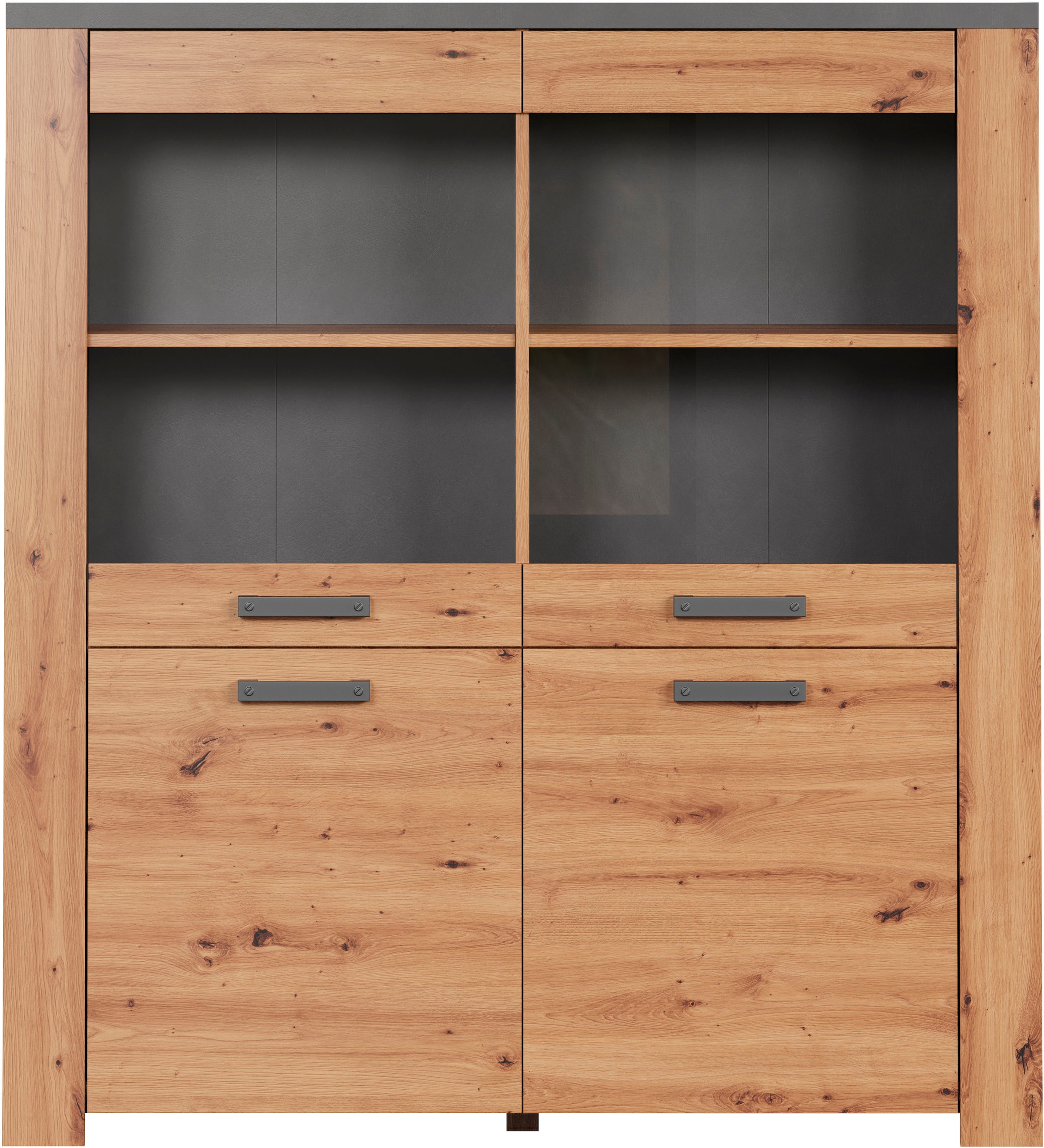 Home affaire Highboard »Ambres«, (1 St.), Vitrine, Echtholzoptik, ca. Maße BxH: 127x139 cm