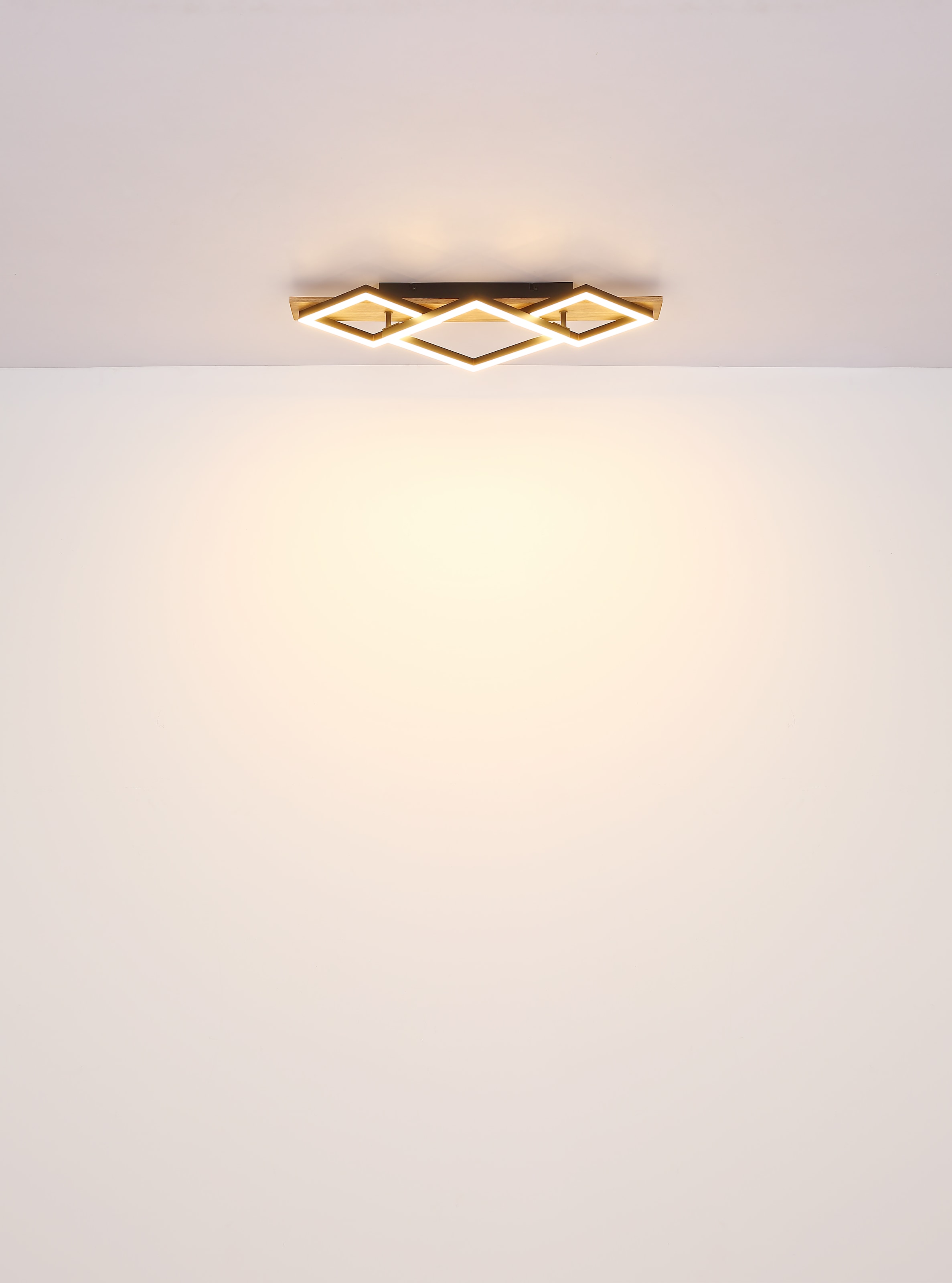 GLOBO LIGHTING LED Deckenleuchte »BEATRIX I«, Leuchtmittel LED-Modul | LED fest integriert, Deckenlampe/holzoptik/schwarz/3000K/Quadrat