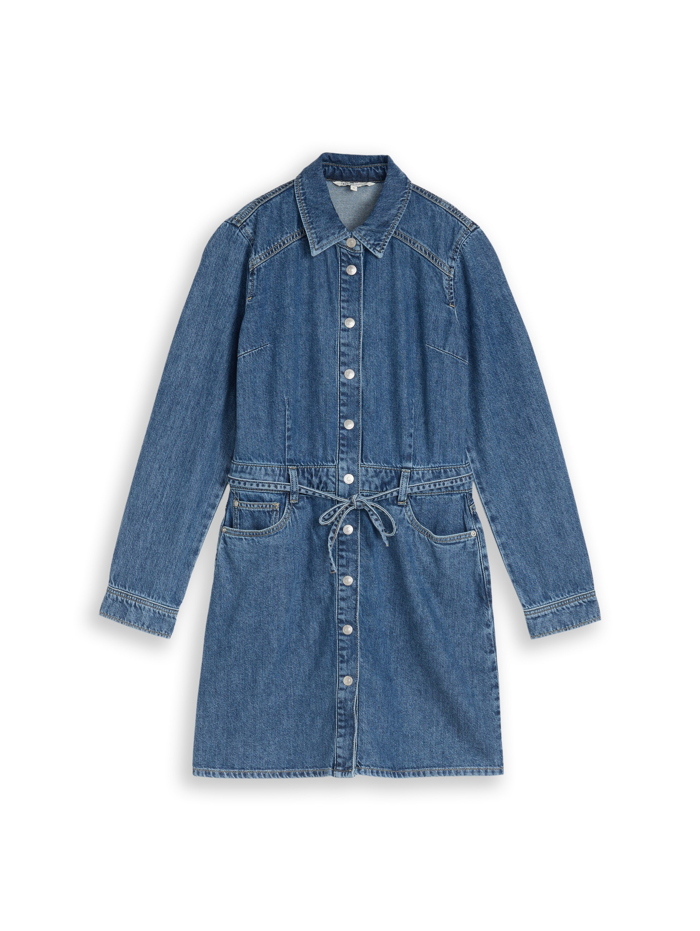 TOM TAILOR Denim Jeanskleid Eingrifftaschen Langarm mit Jeansgürtel
