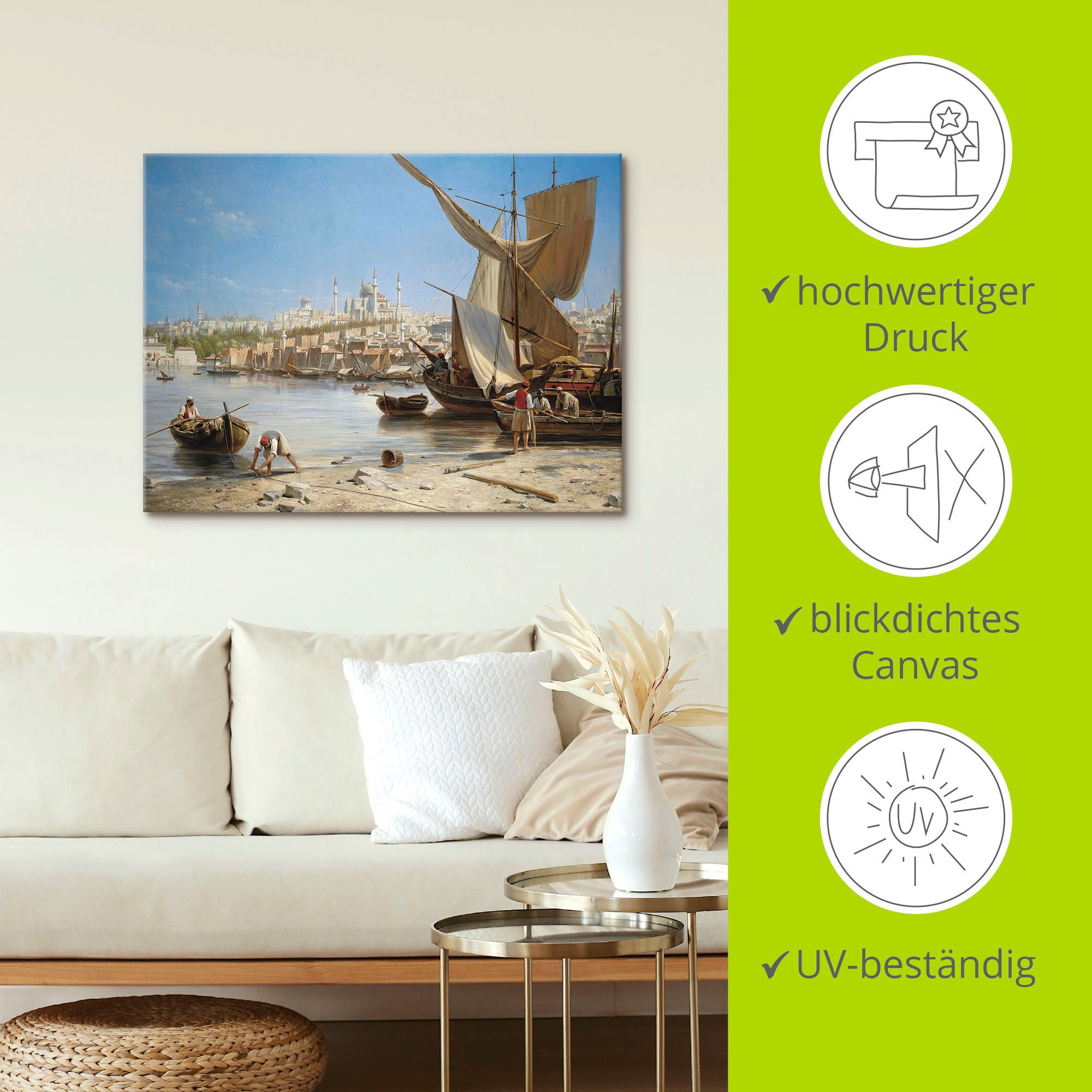 Artland Leinwandbild »Konstantinopel.«, Boote & Schiffe, (1 St.), auf Keilrahmen gespannt