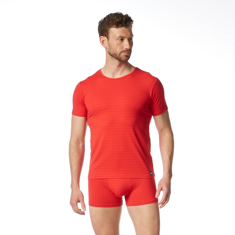 BRUNO BANANI Rundhalsshirt »CHECK LINE 2.0« hüftbedeckend, elastisch rot karo 4S 4S Rundhalsshirt für Herren von bruno banani