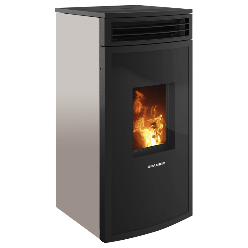 ORANIER Pelletofen »»Neta« Taupe« Anschluss oben Schwarz Nachtabsenkung (über ORANIER smartCon)