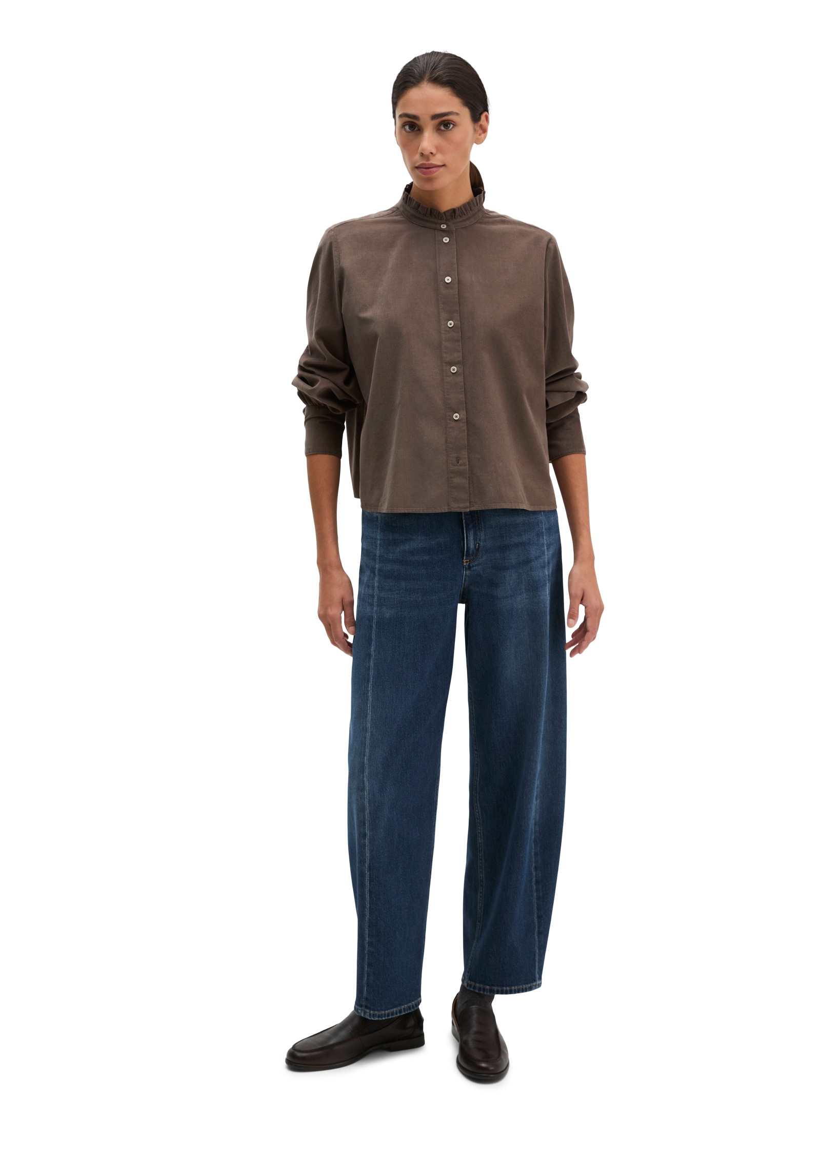 Marc O'Polo Rüschenbluse in Cord-Qualität, mit Bio-Baumwolle