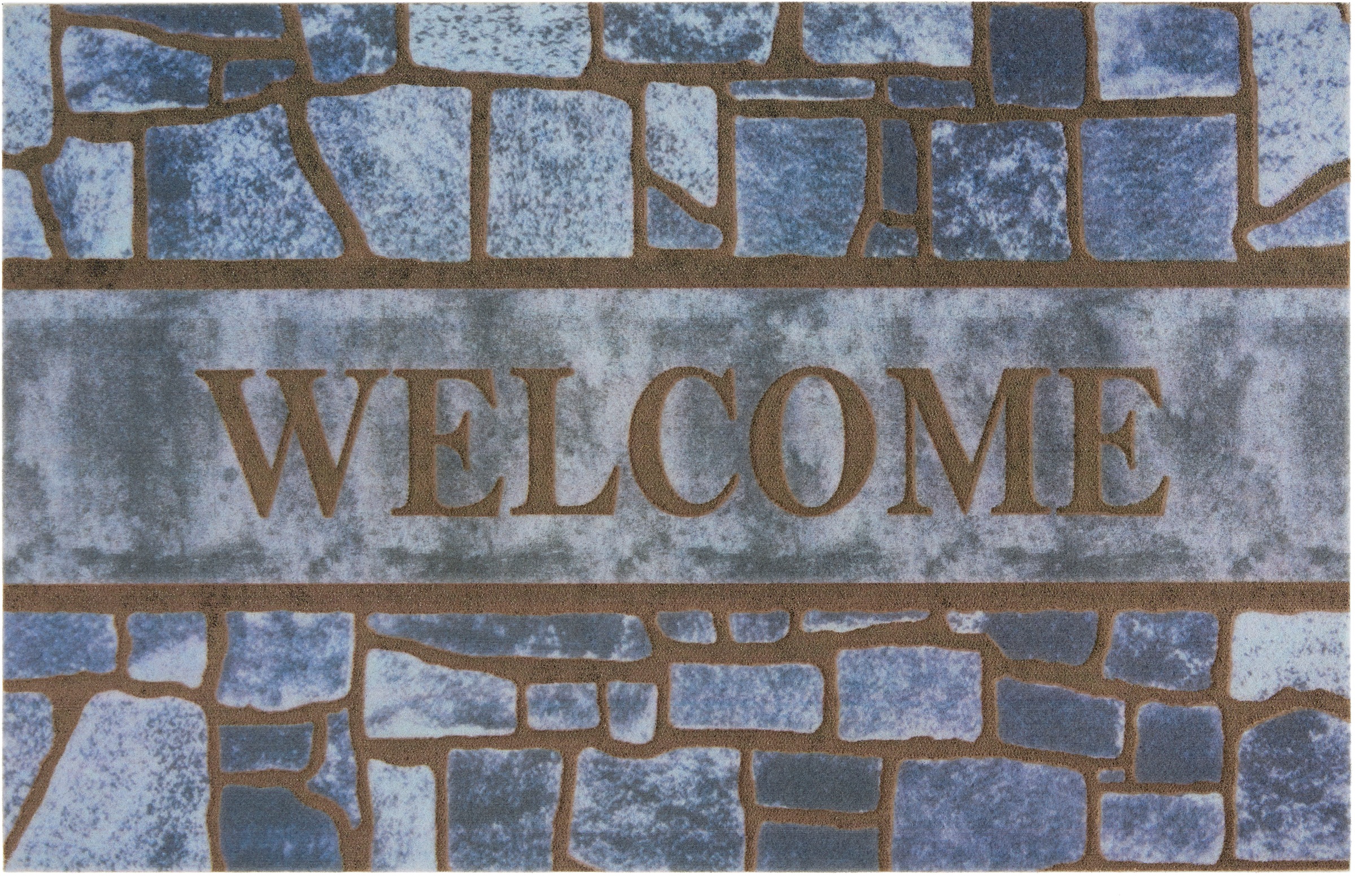Home affaire Fußmatte »Welcome blue«, rechteckig, mit Spruch, Schrift-Design, Rutschfest, Schmutzfang