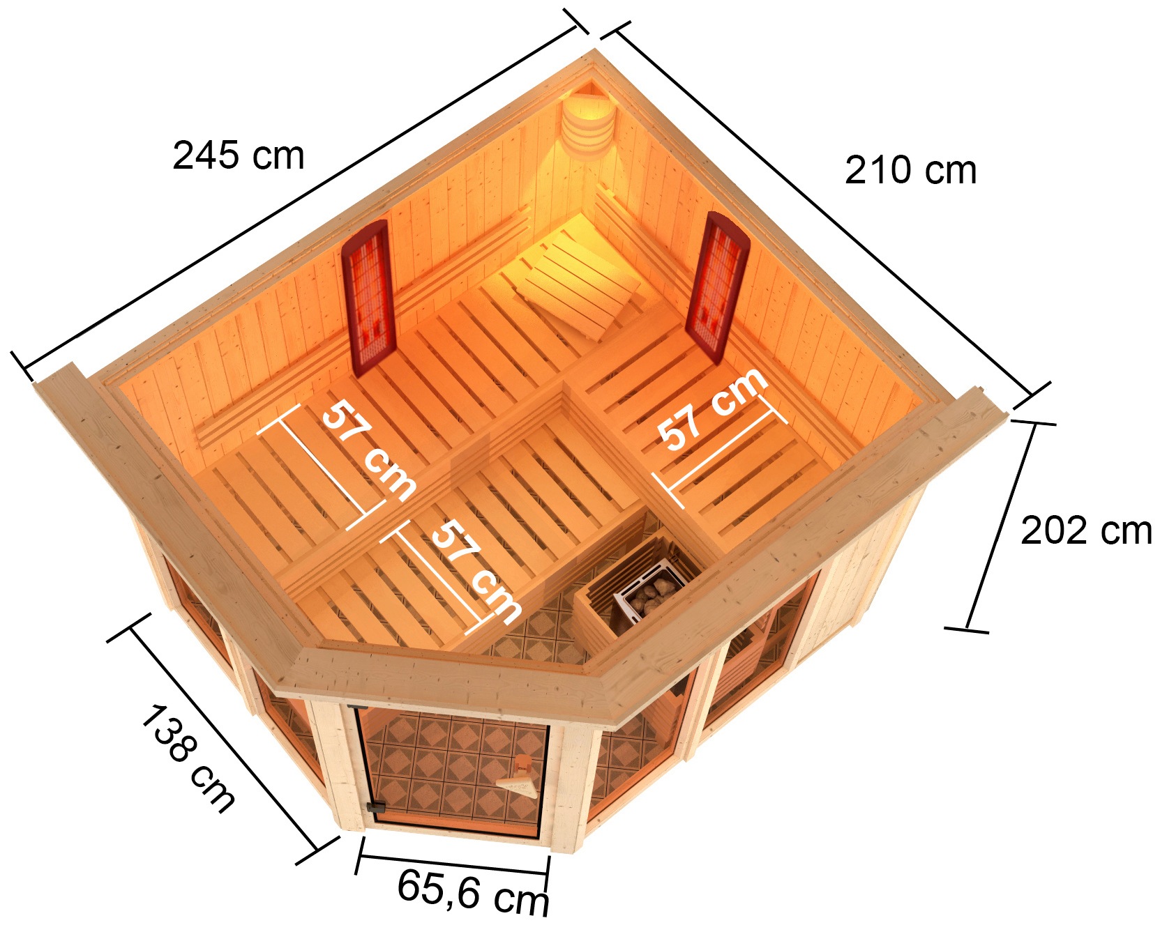 Karibu Sauna »Avril« Set,  Ofen 9 kW Bio externe Strg easy