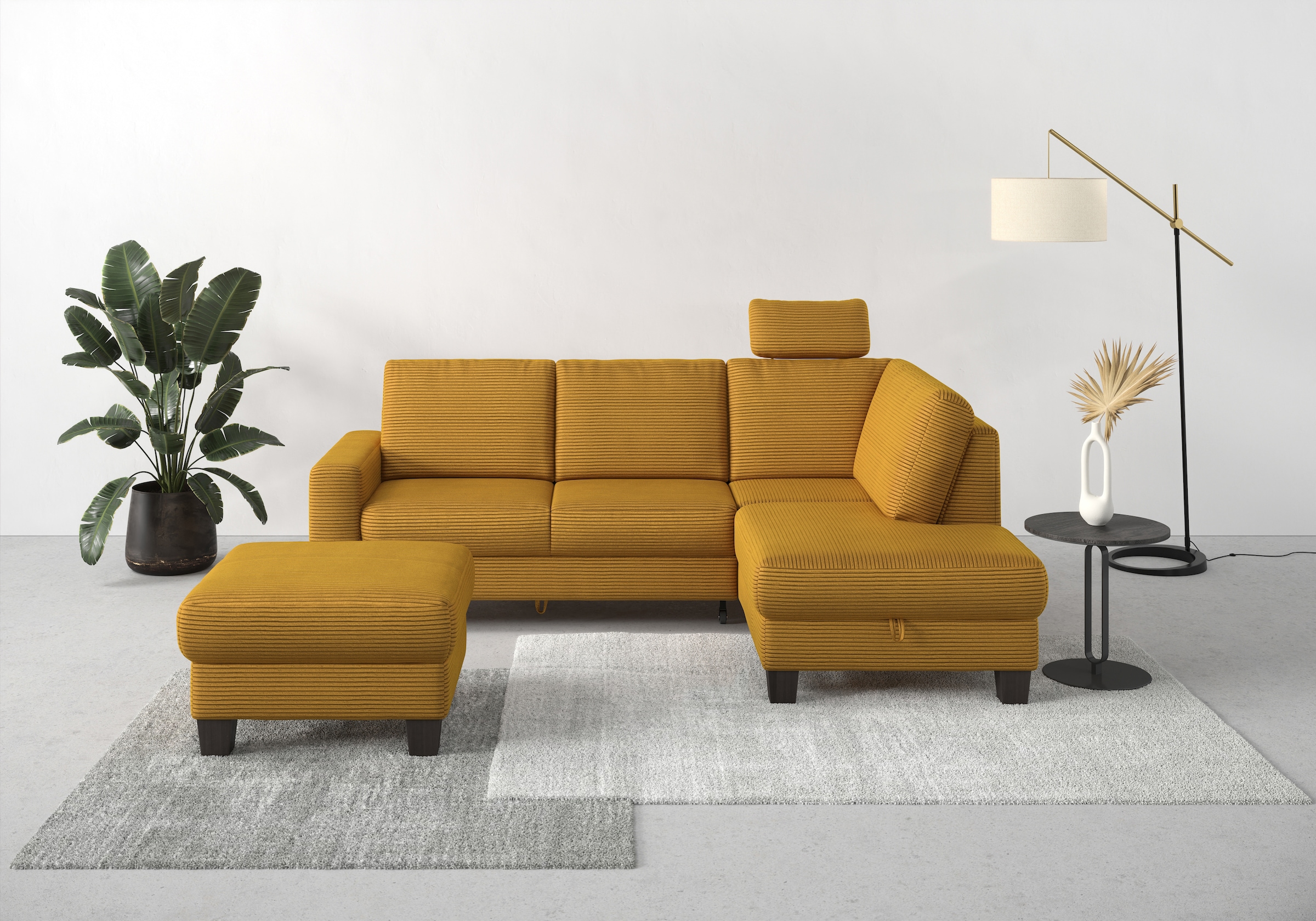 Home affaire Ecksofa »Summer L-Form«, mit Ottomane, mit oder ohne Bettfunktion und Bettkasten, Cord-Bezug