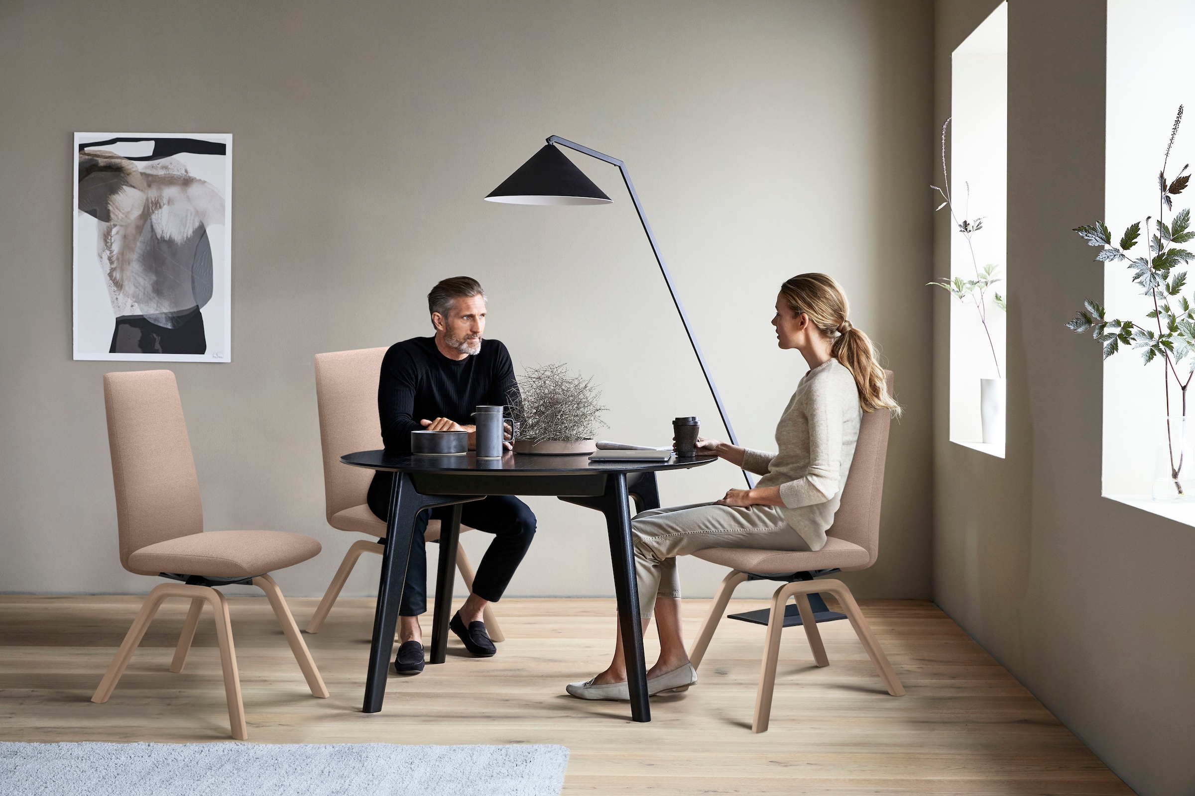 Stressless® Polsterstuhl »Laurel«, ROHLEDER Stoff Q2 FARON, High Back, Größe M, mit schräggestellten Beinen in Eiche natur