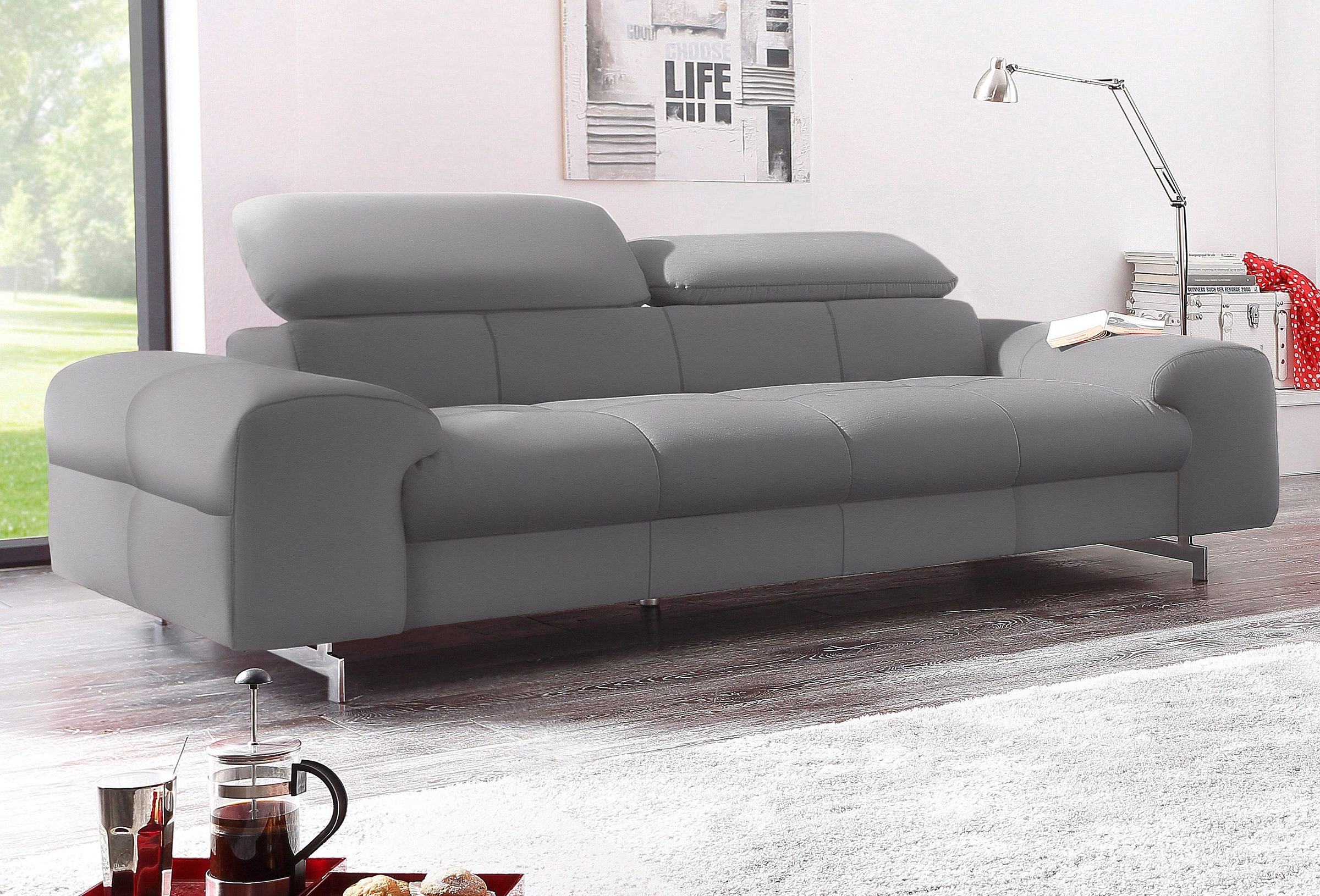 COTTA 3-Sitzer »Chef« Big-Sofa mit Kopfteilverstellung, edle Metallkufen günstig online kaufen