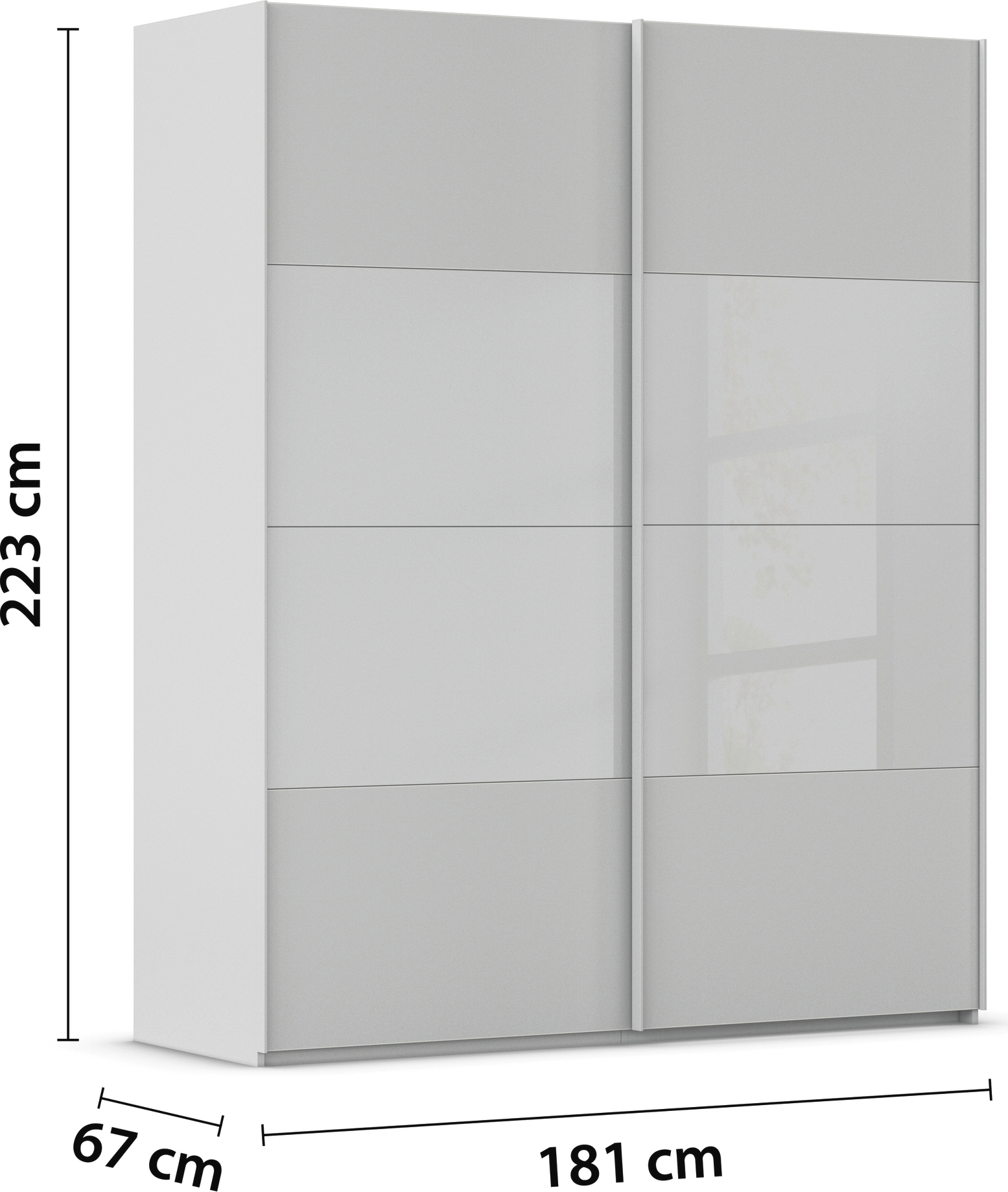 rauch Schwebetürenschrank »Kleiderschrank Schrank Garderobe Schlafzimmerschrank SCALE-FYRA«, edle Türen viergeteilt Glas matt/glänzend viele Farben MADE IN GERMANY