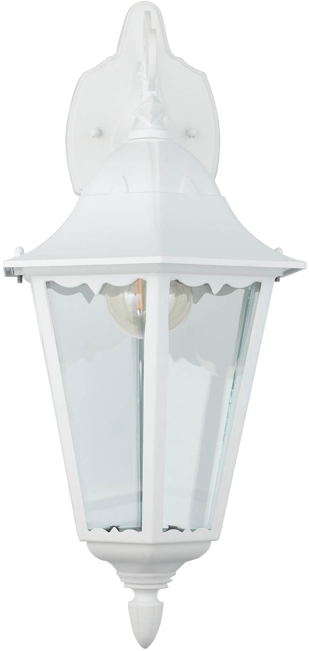 EGLO Wandleuchte »Navedo Außen-Wandlampe, Wandlampe aus Aluguss und Glas, E27, IP44« E27 1 Stk. Wand-/Deckenleuchte - L20 x H47,5 x AL28,5 cm - weiß - 1X60W exkl.