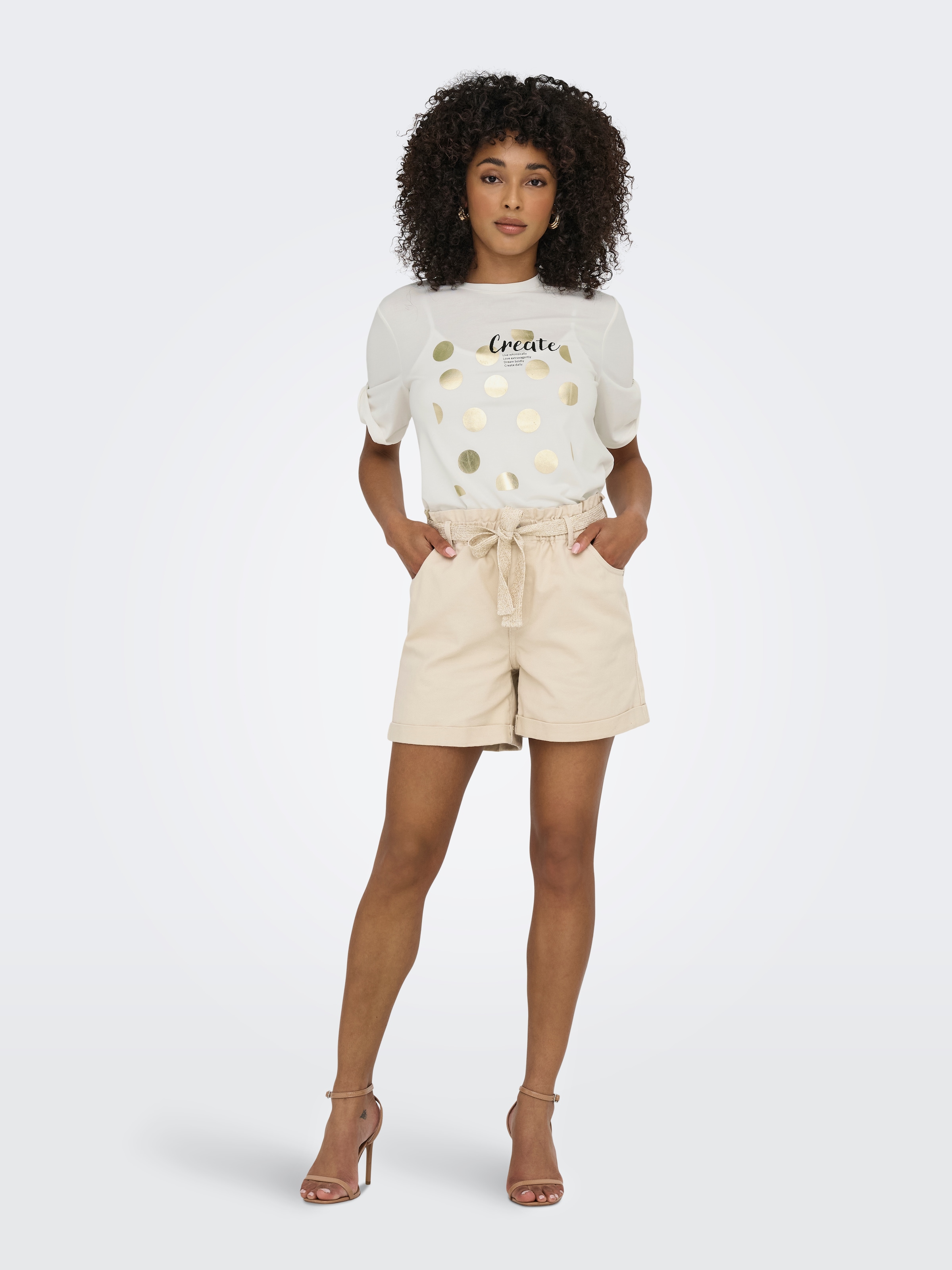 ONLY Kurzarmshirt »ONLFREE – T-Shirt mit Print für lässige Kombinationen«, modisch, Jersey, regular fit, Materialmix, Rundhals