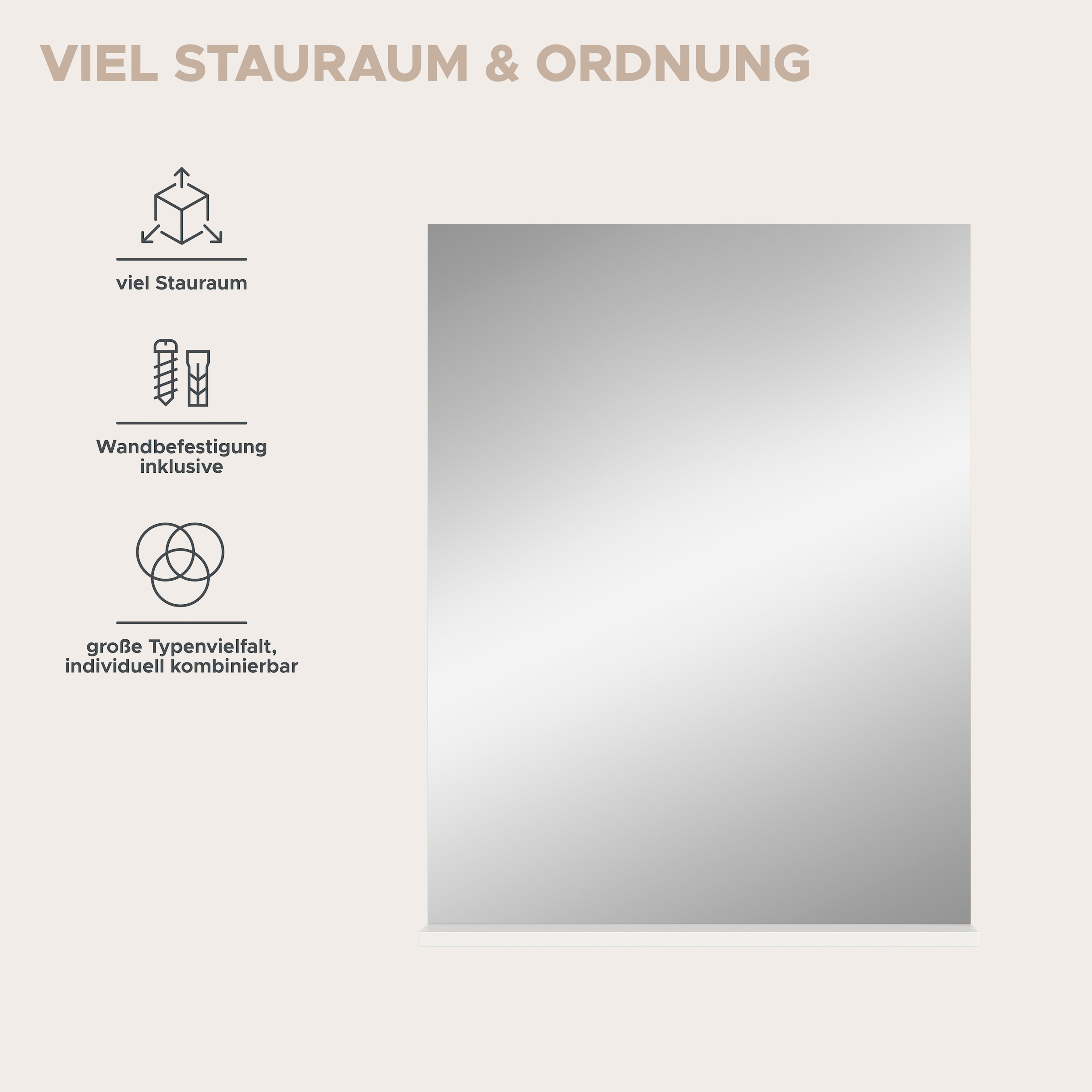 welltime Badspiegel »SIENA, Breite 60cm, 1 Ablageboden, hochwertiges Spiegelglas« in verschiedenen Farben erhältlich, Badmöbel, Spiegel, Badezimmer