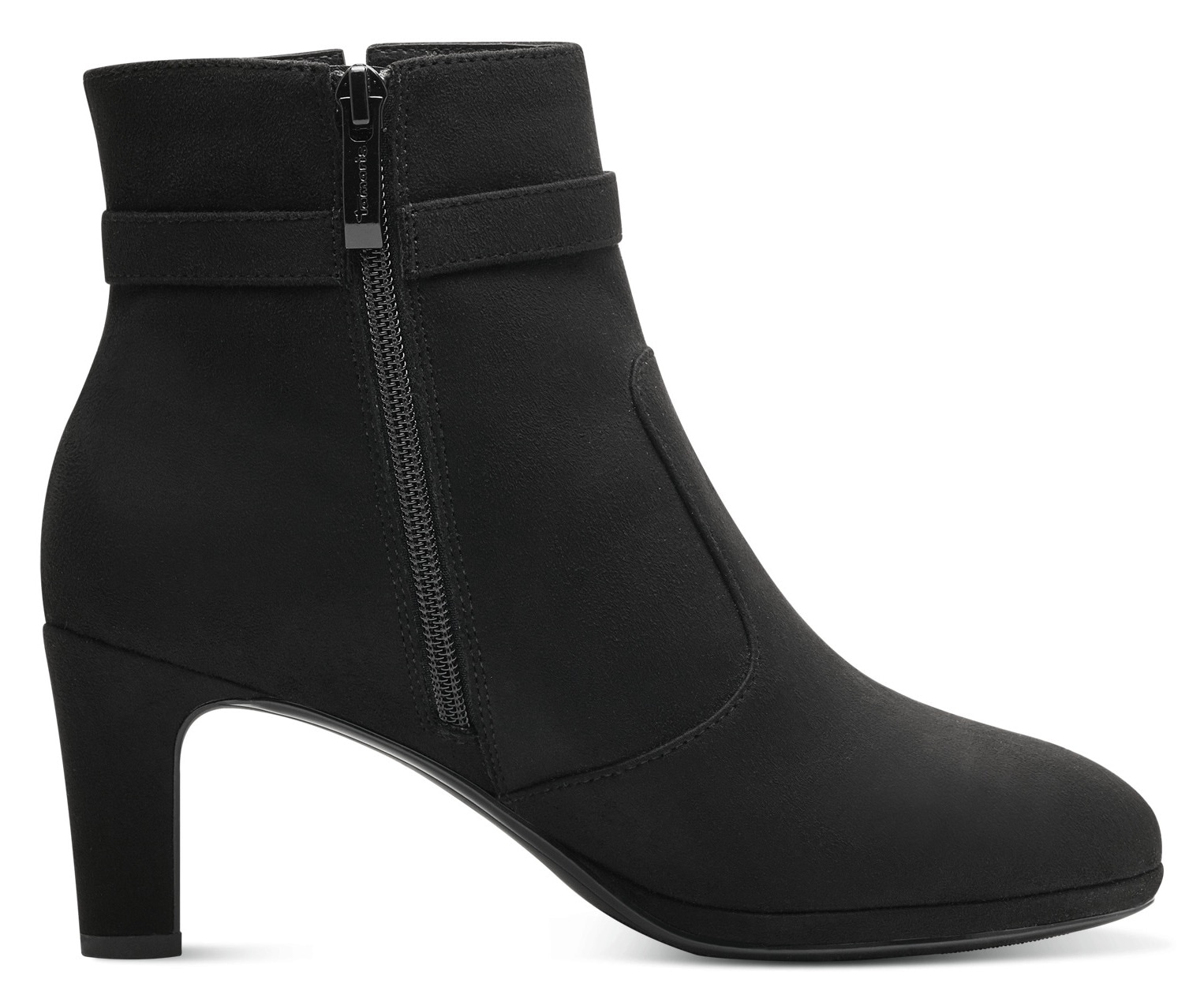 Tamaris Stiefelette, Trichterabsatz, Abendschuh mit elegantem Zierriemchen mit Logoemblem