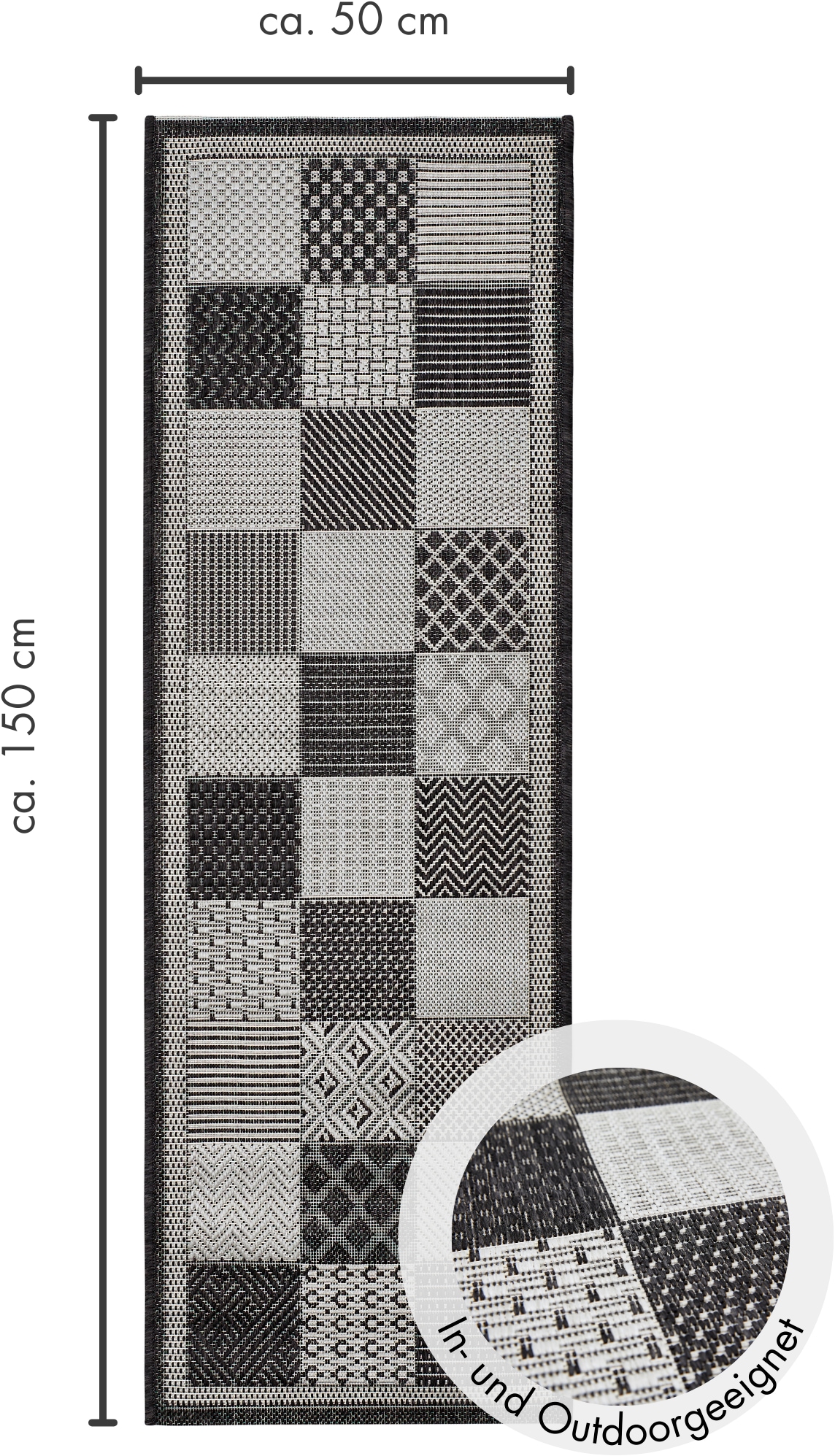 Andiamo Läufer »ARIZONA 2«, rechteckig, 5 mm Höhe, Flachgewebe, Patchwork Design, In- und Outdoor geeignet
