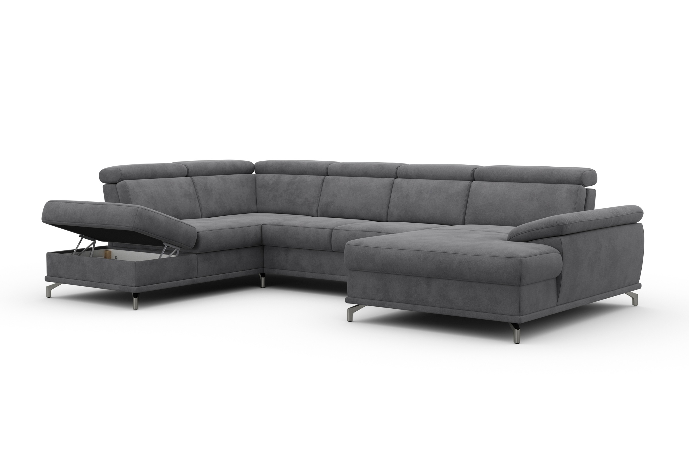 sit&more Wohnlandschaft »Cabrio U-Form, mit Sitztiefenverstellung, Arm- und Kopfteilverstellung«, 3 Nierenkissen, Federkern, optional Bettfunktion und Stauraum