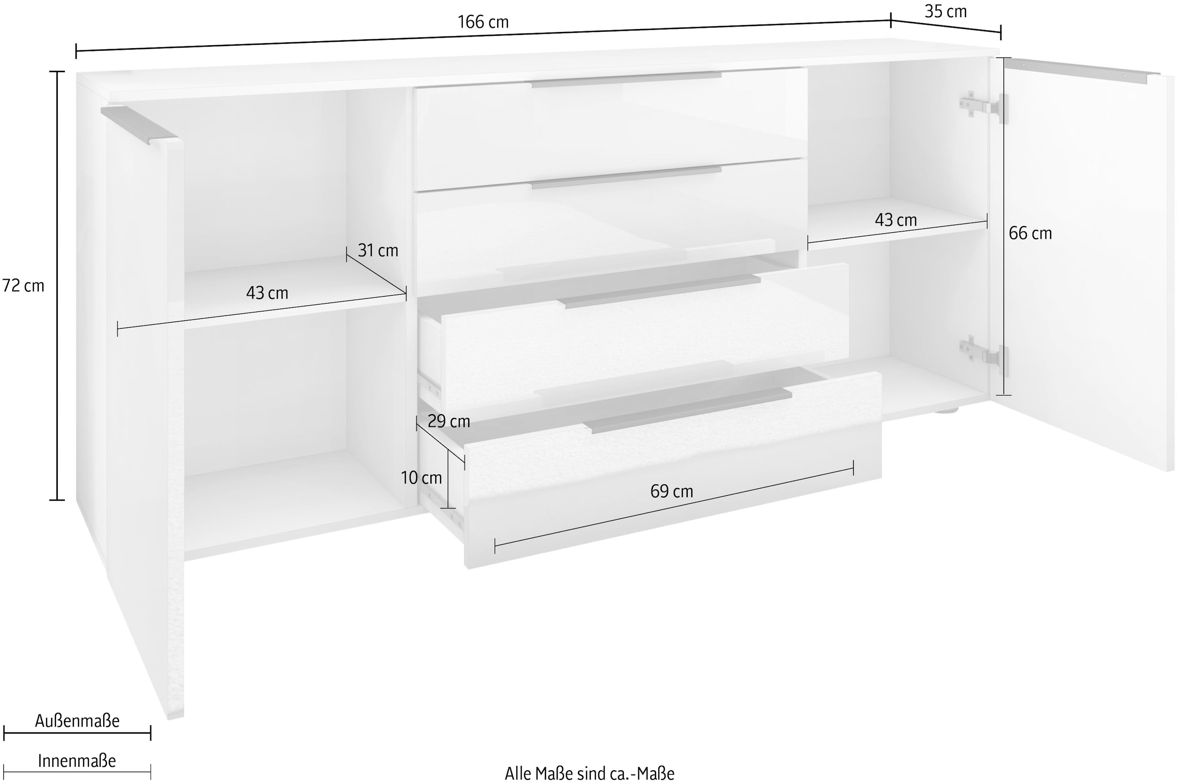 borchardt Möbel Sideboard »Tom«, Breite 166 cm