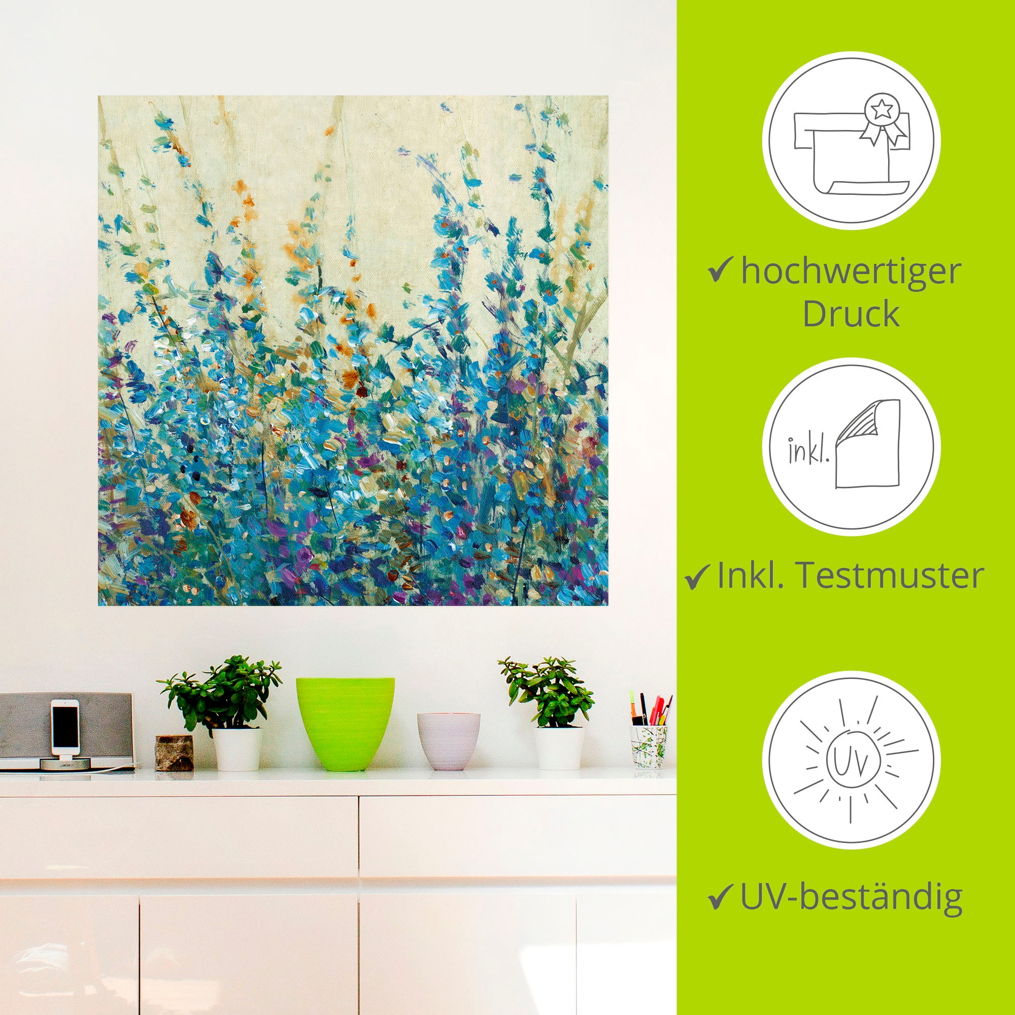 Artland Wandbild »Blautöne II«, Blumenwiese, (1 St.), als Leinwandbild, Wandaufkleber in verschied. Größen