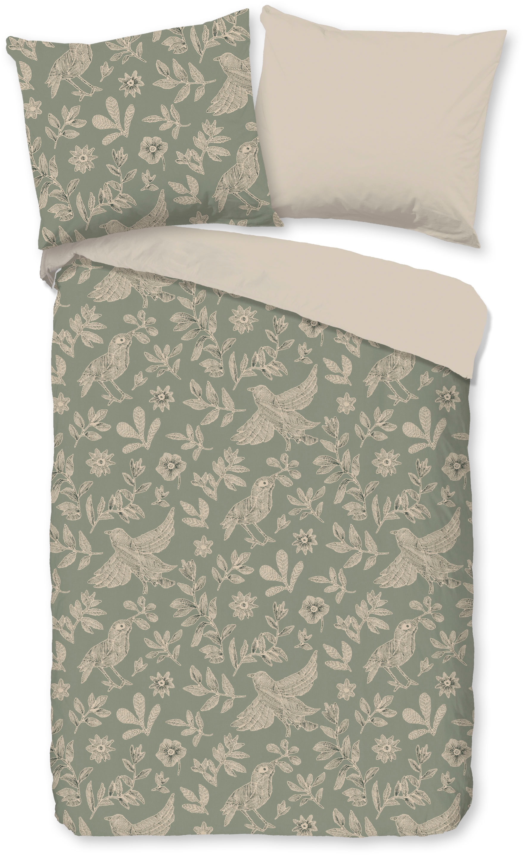good morning Babybettwäsche »Odette« 2 100% Baumwolle, Renforcé, Reißverschluss, Wendeoptik, Blätter