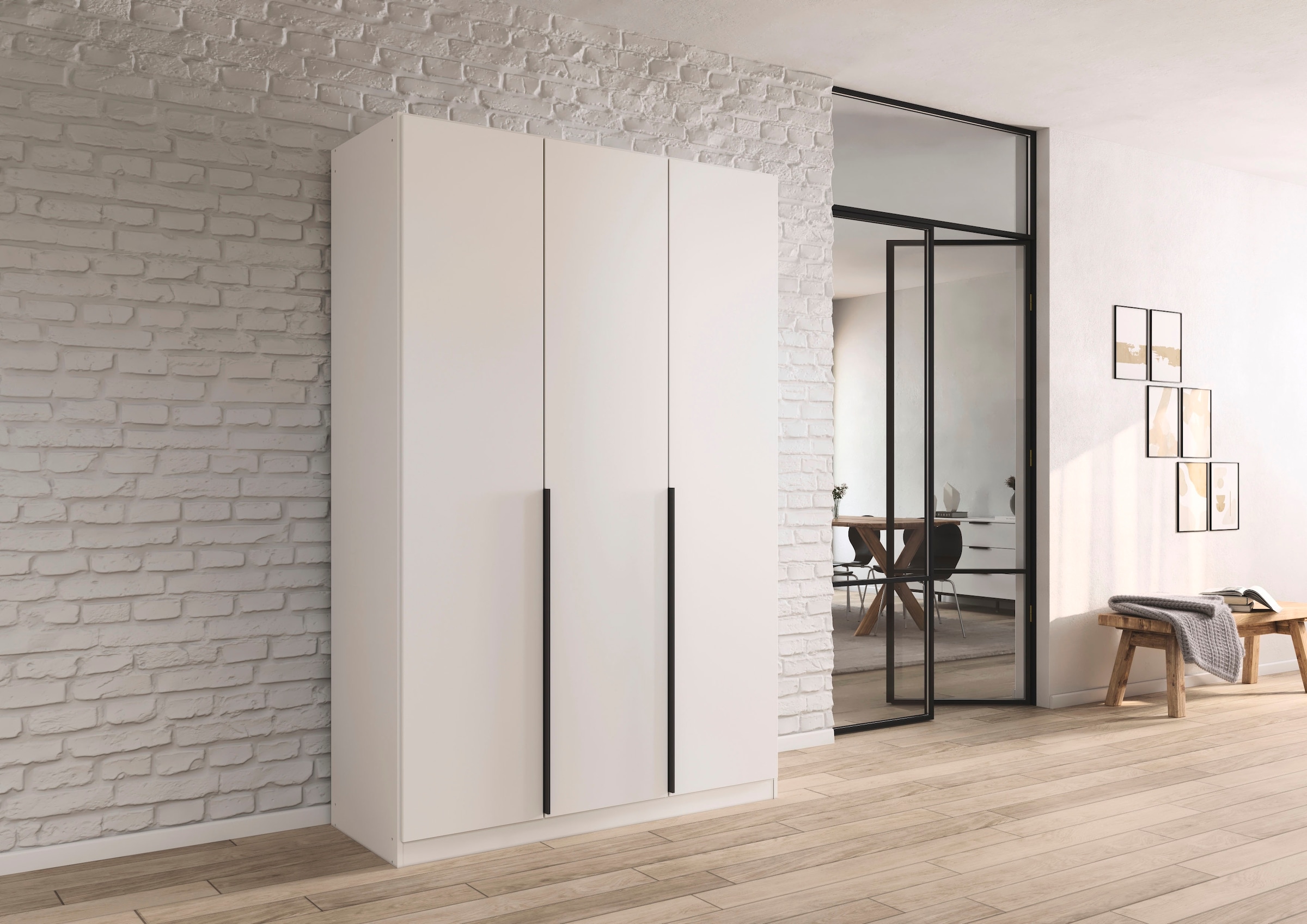 rauch Drehtürenschrank »Kleiderschrank Schrank Garderobe AGORDO TOPSELLER Schlafzimmer«, (in zwei Griff-Farben mit Dekor- oder Hochglanzfront), durchdachte Innenausstattung, in 6 Breiten und 2 Höhen MADE IN GERMANY