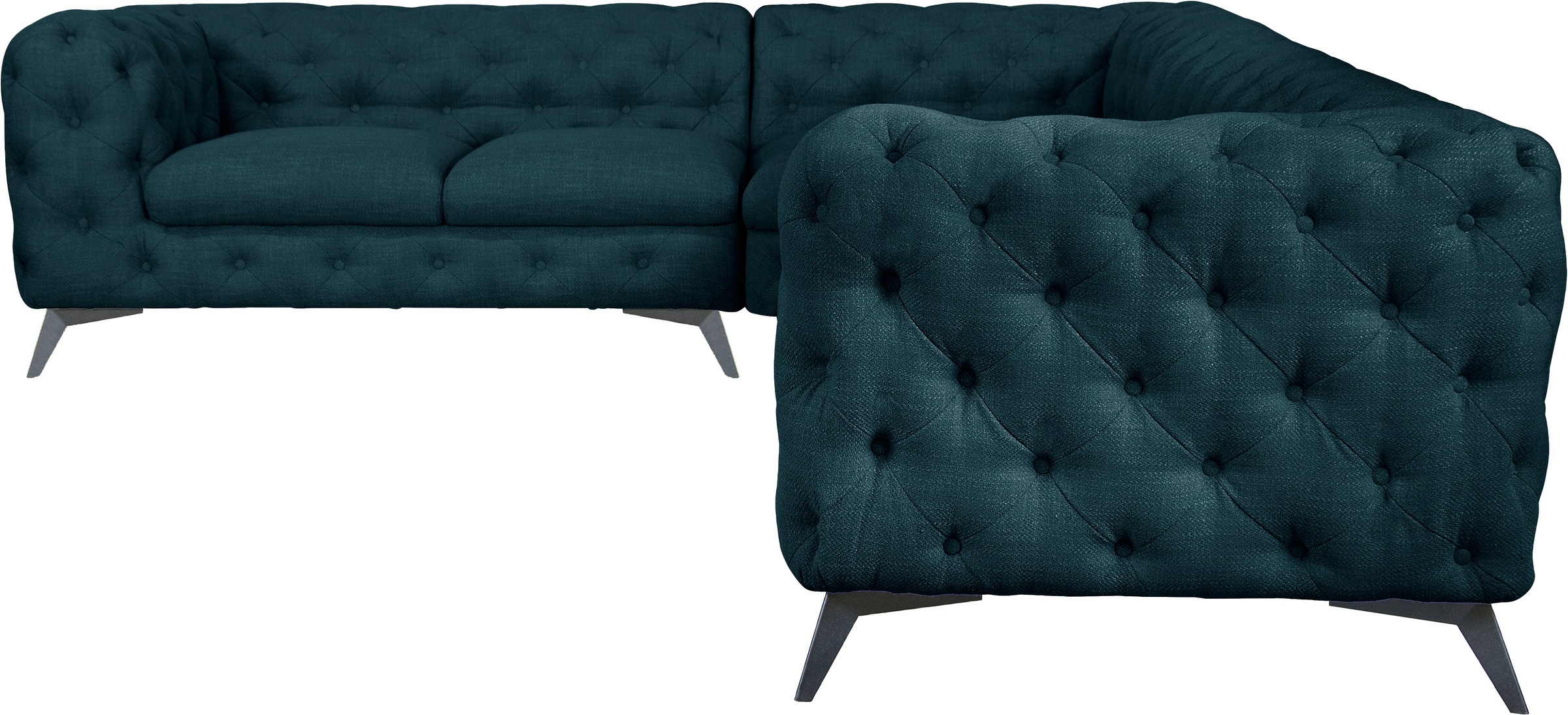 Leonique Chesterfield-Sofa »Ecksofa GLYNIS L-Form mit Wellenunterfederung, günstig online kaufen