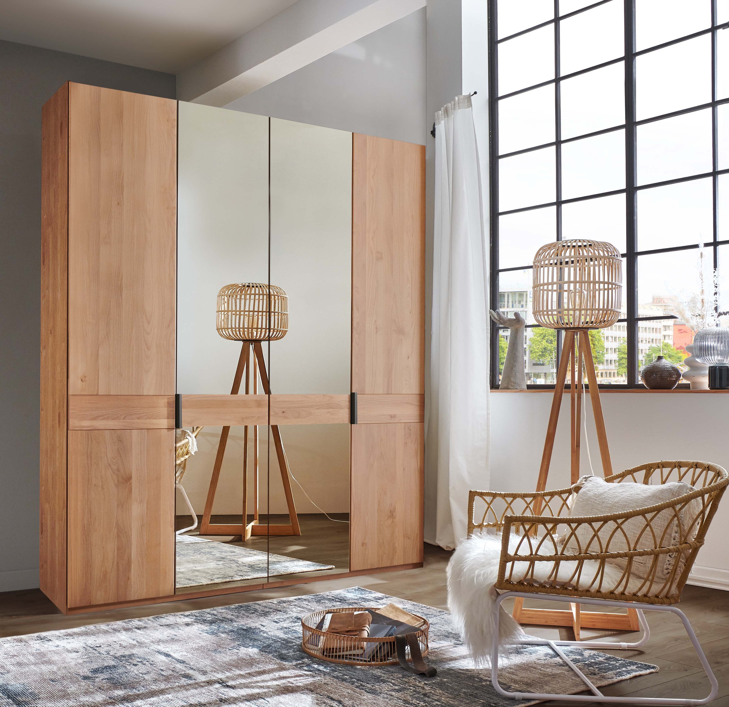 WIEMANN Kleiderschrank "Cardiff, Massivholztüren in Kombination mit Glas- o günstig online kaufen