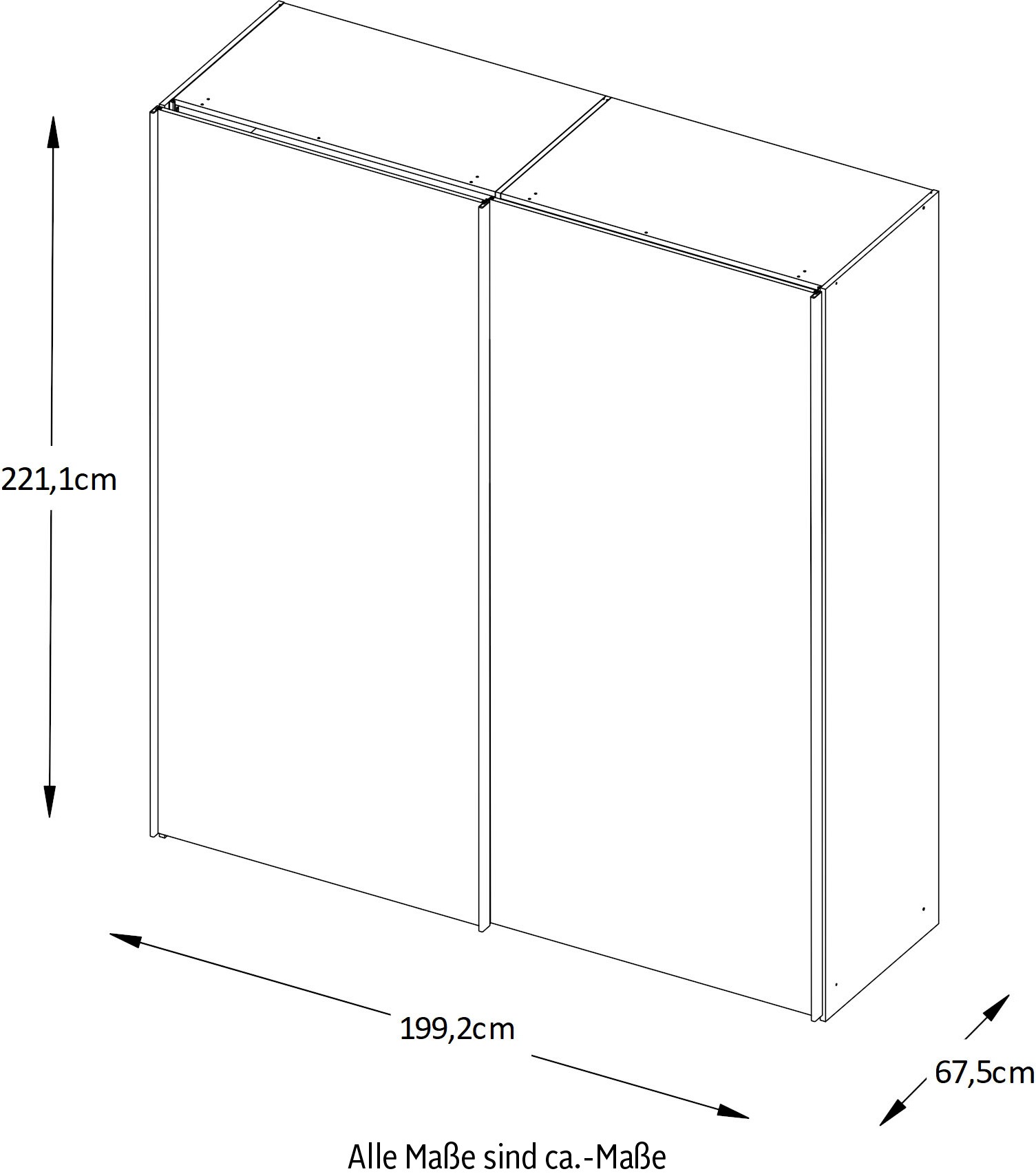 STAUD Schwebetürenschrank »Includo_Minisystem_08_2-türig, Made in Germany«, Mit vier verschiedenen Ausstattungsvarianten
