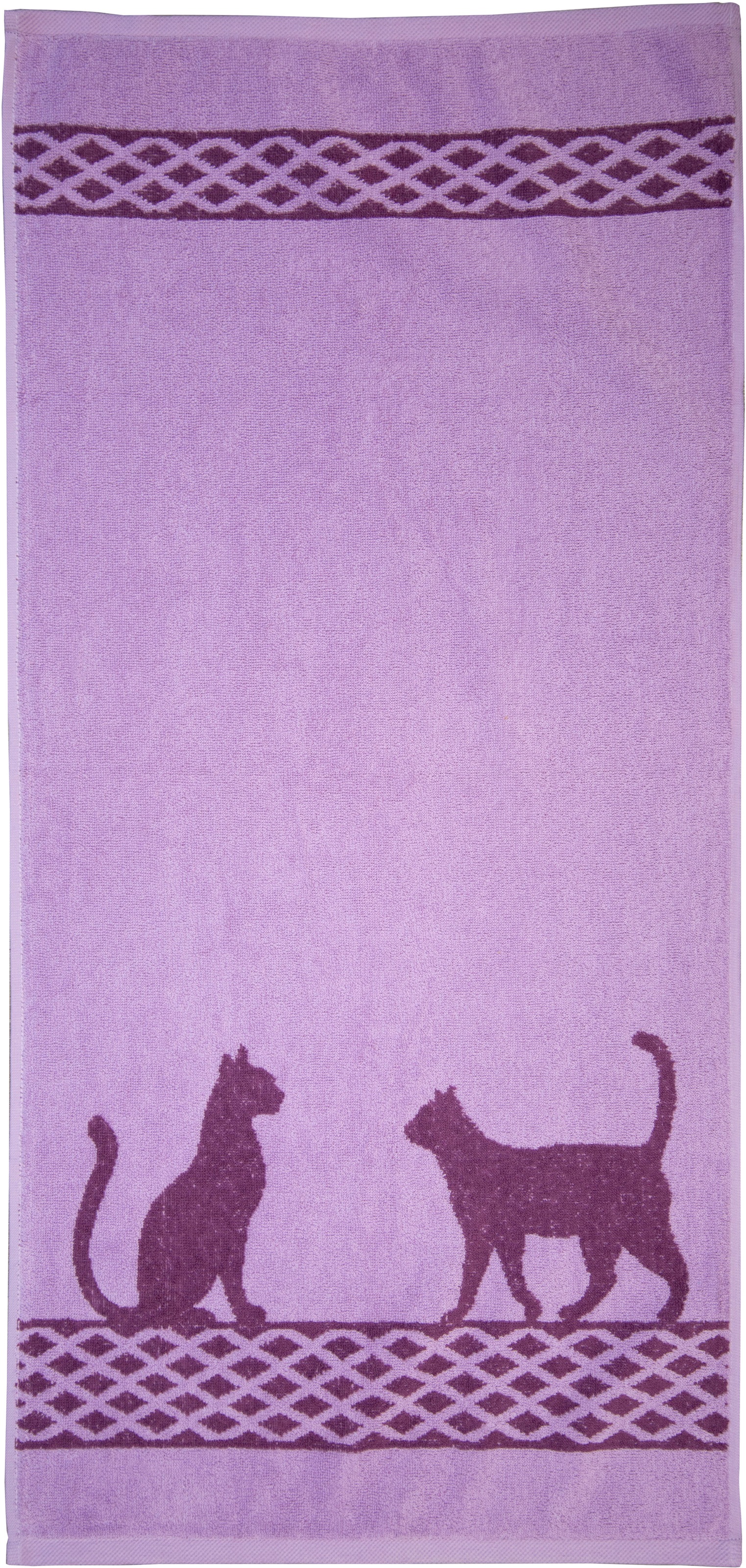 Dyckhoff Handtuch Set »Katze« Set 4 Stk. Frottier Set: 2 Handtücher und 2 Waschhandschuhe