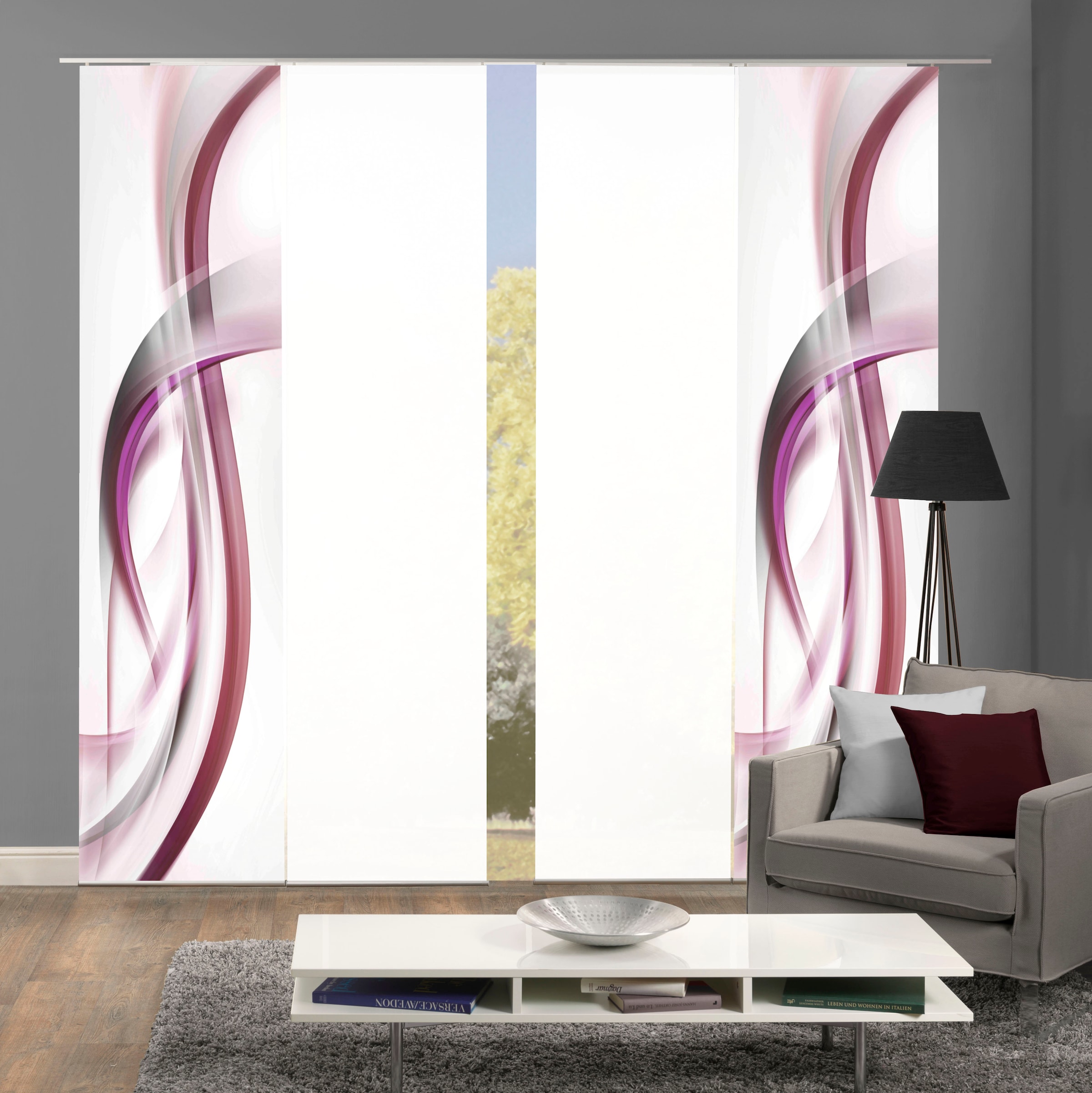 HOME WOHNIDEEN Schiebegardine »FALA«, (4 St.), Schiebevorhang Digi 4er Set FALA BEERE