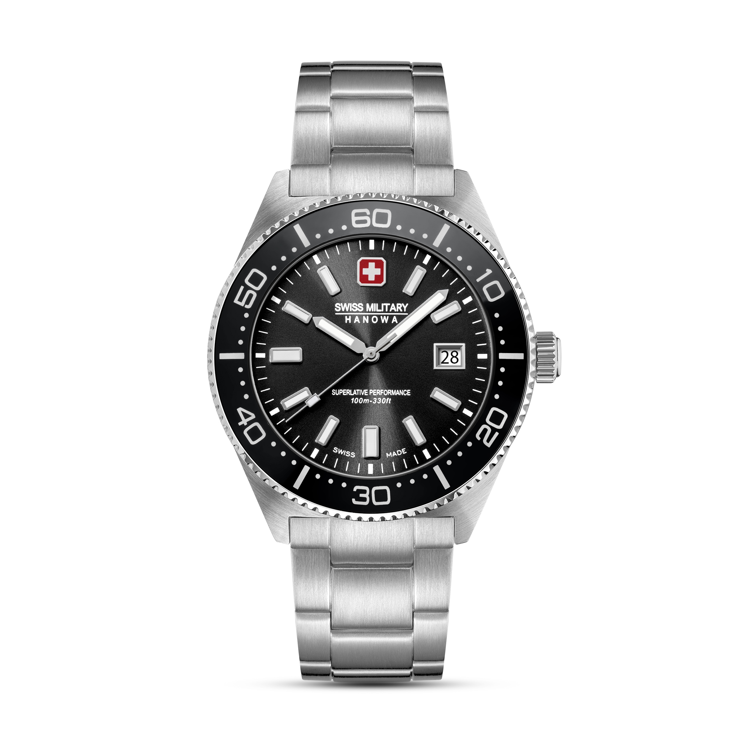 Swiss Military Hanowa Quarzuhr »Nomad« Armbanduhr, Herrenuhr, Swiss Made, Edelstahlarmband, analog, Tag