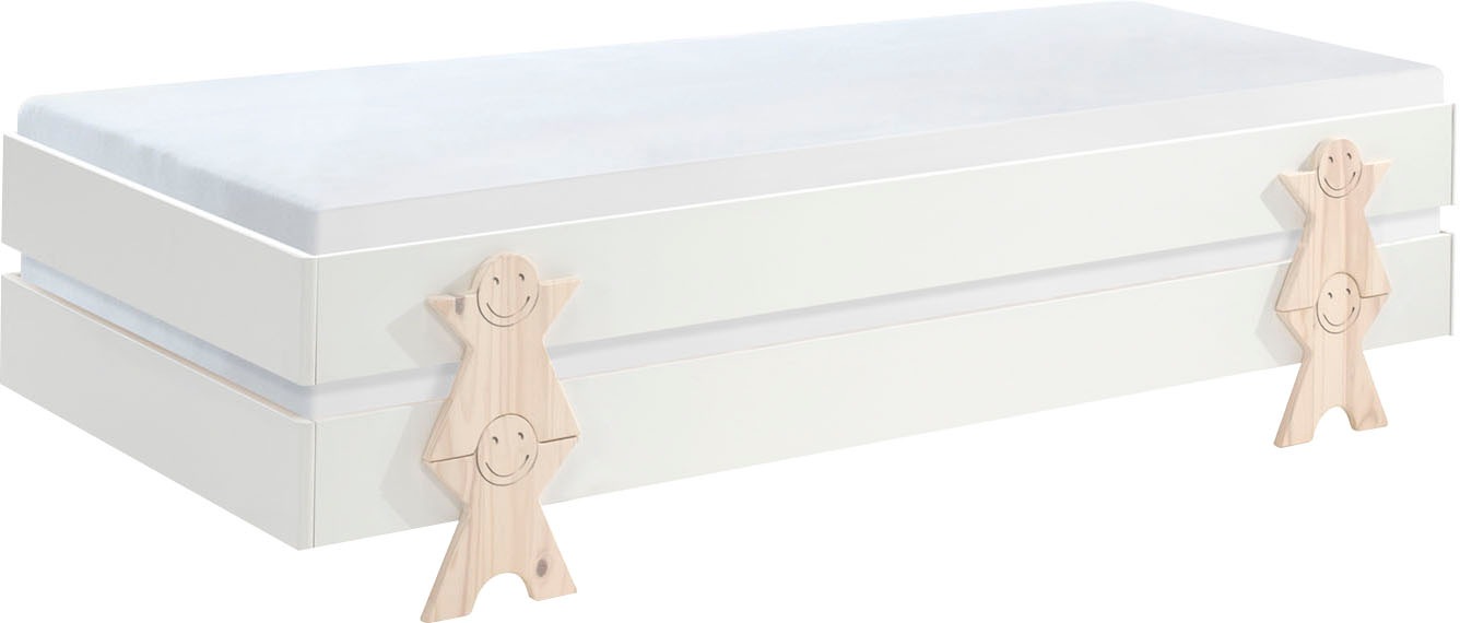 Vipack Kinderbett »Modulo«, (Made in Europe), Jugendbett, Einzelbett, Stapelbett mit Füßen in Smileoptik