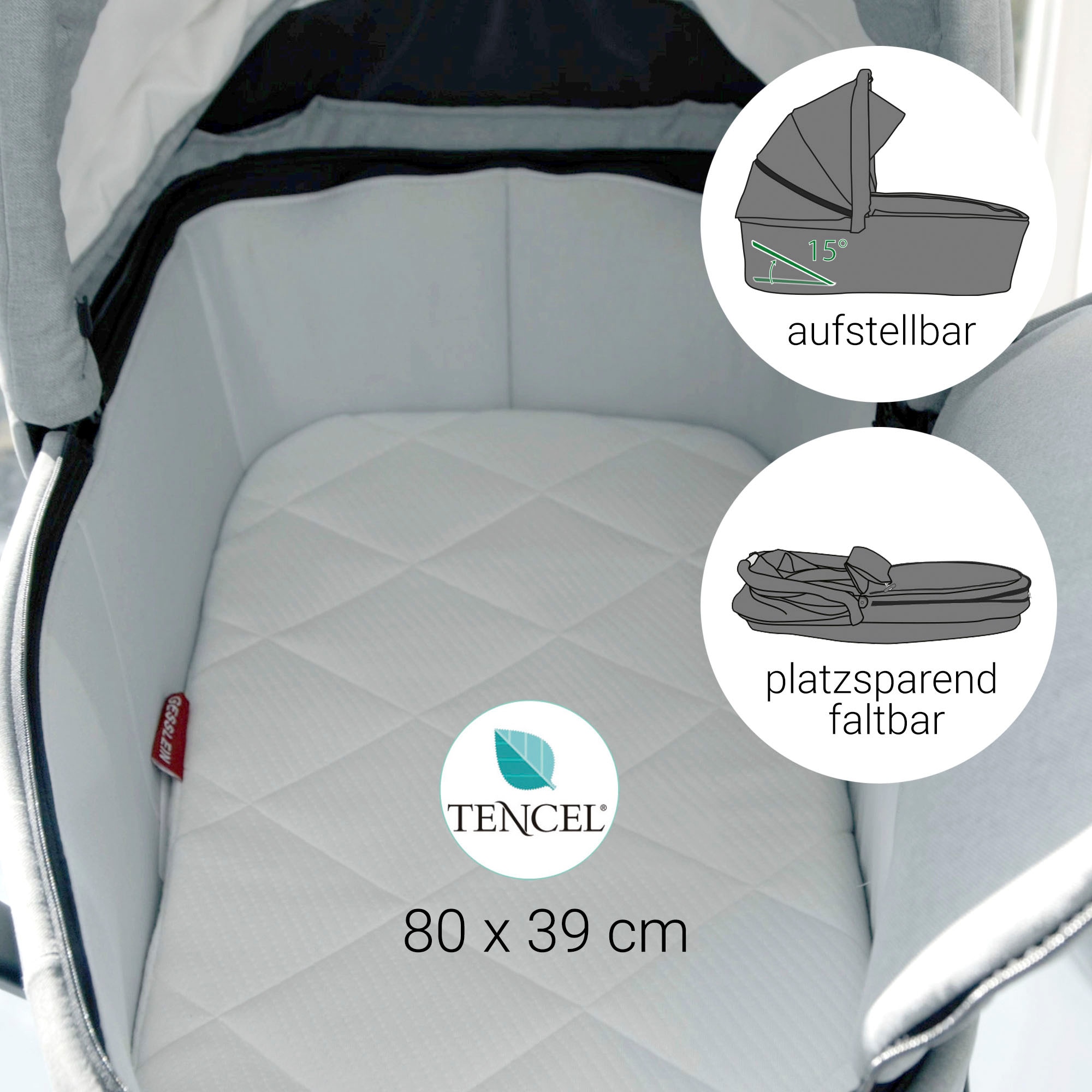 Gesslein Kombi-Kinderwagen »FX4 Soft+ mit Aufsatz Life, schwarz/cognac, sand«, mit Babywanne C3 und Babyschalenadapter