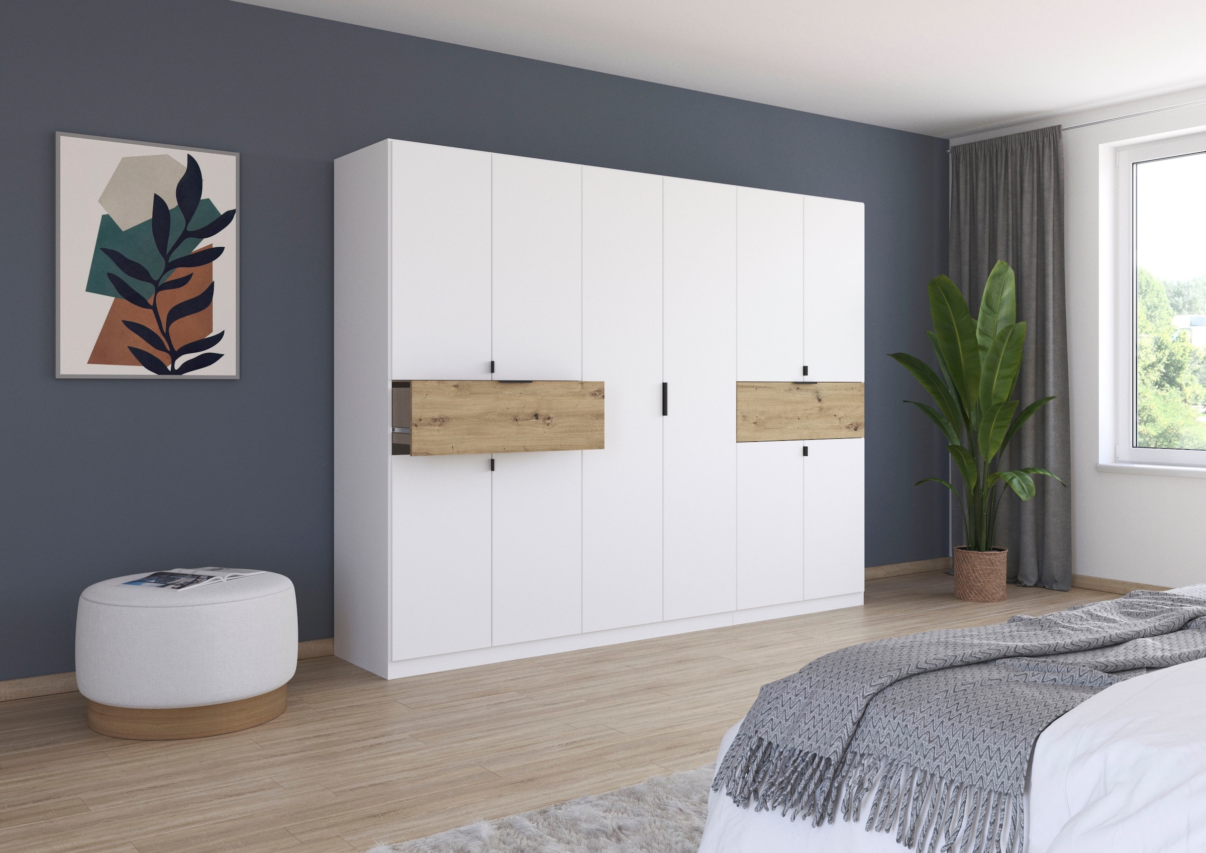rauch Drehtürenschrank »Kleiderschrank Schrank Garderobe Wäscheschrank TICAO«, (Schubladen in der Höhe variabel positionierbar), mit 2 geräumigen Schubladen, viel Stauraum MADE IN GERMANY