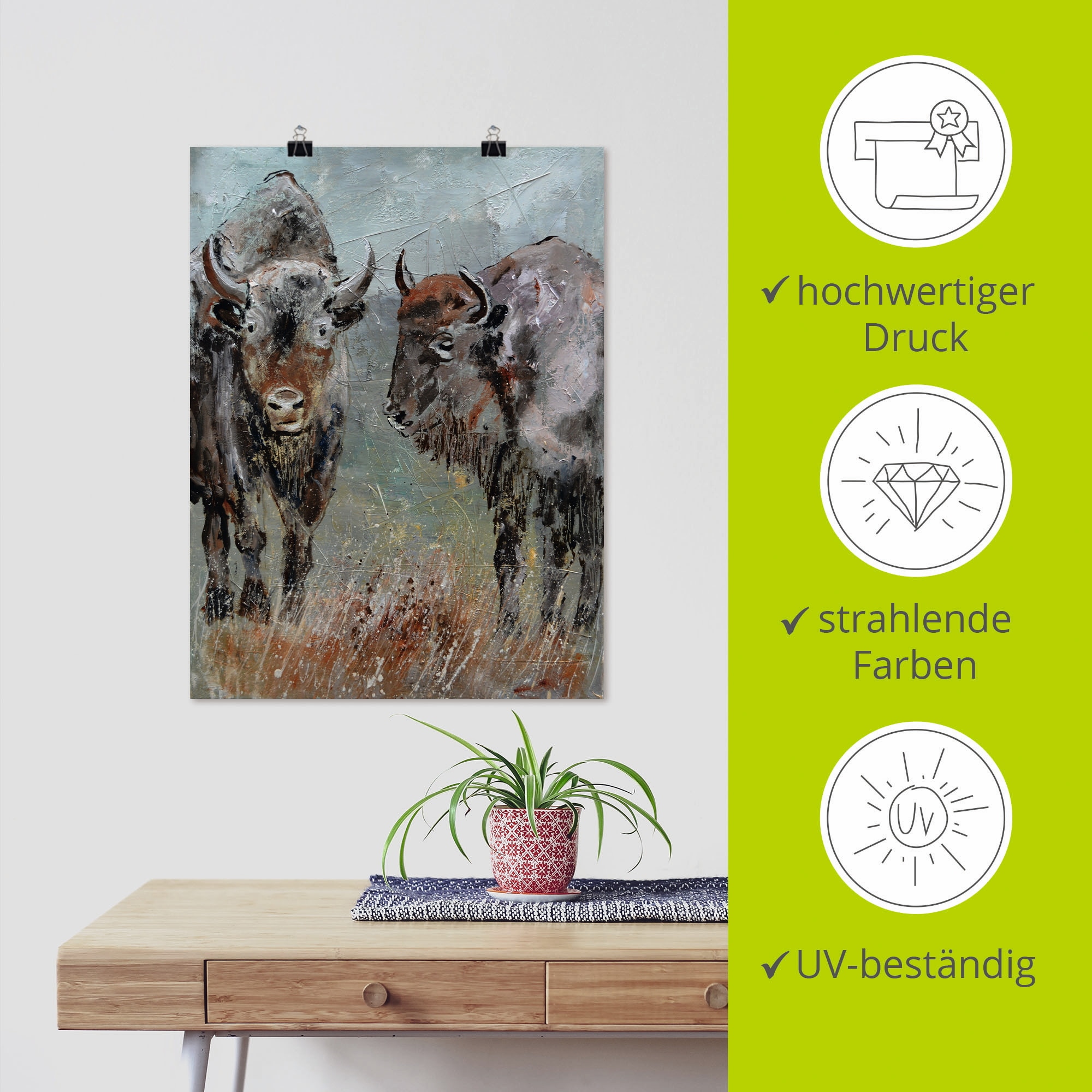 Artland Poster »Büffel«, Wildtiere, (1 St.), als Alubild, Leinwandbild, Wandaufkleber oder Poster in versch. Größen