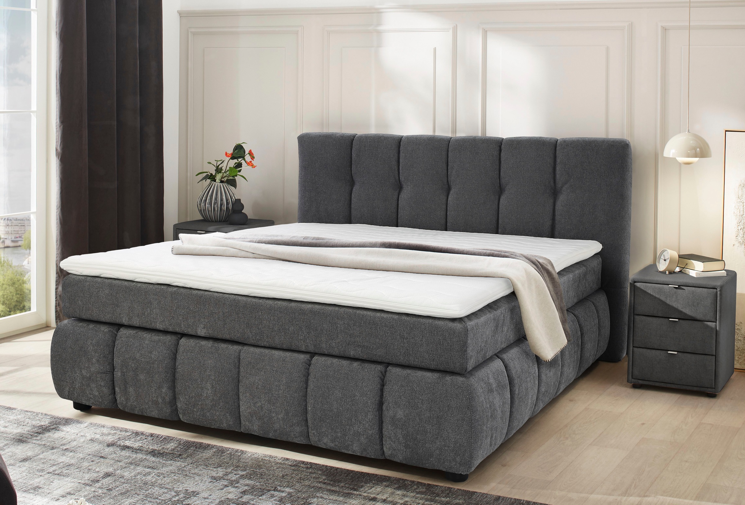 Jockenhöfer Gruppe Boxspringbett "Cora" Wende-Bonell-Federkern-Matratze (H2 günstig online kaufen