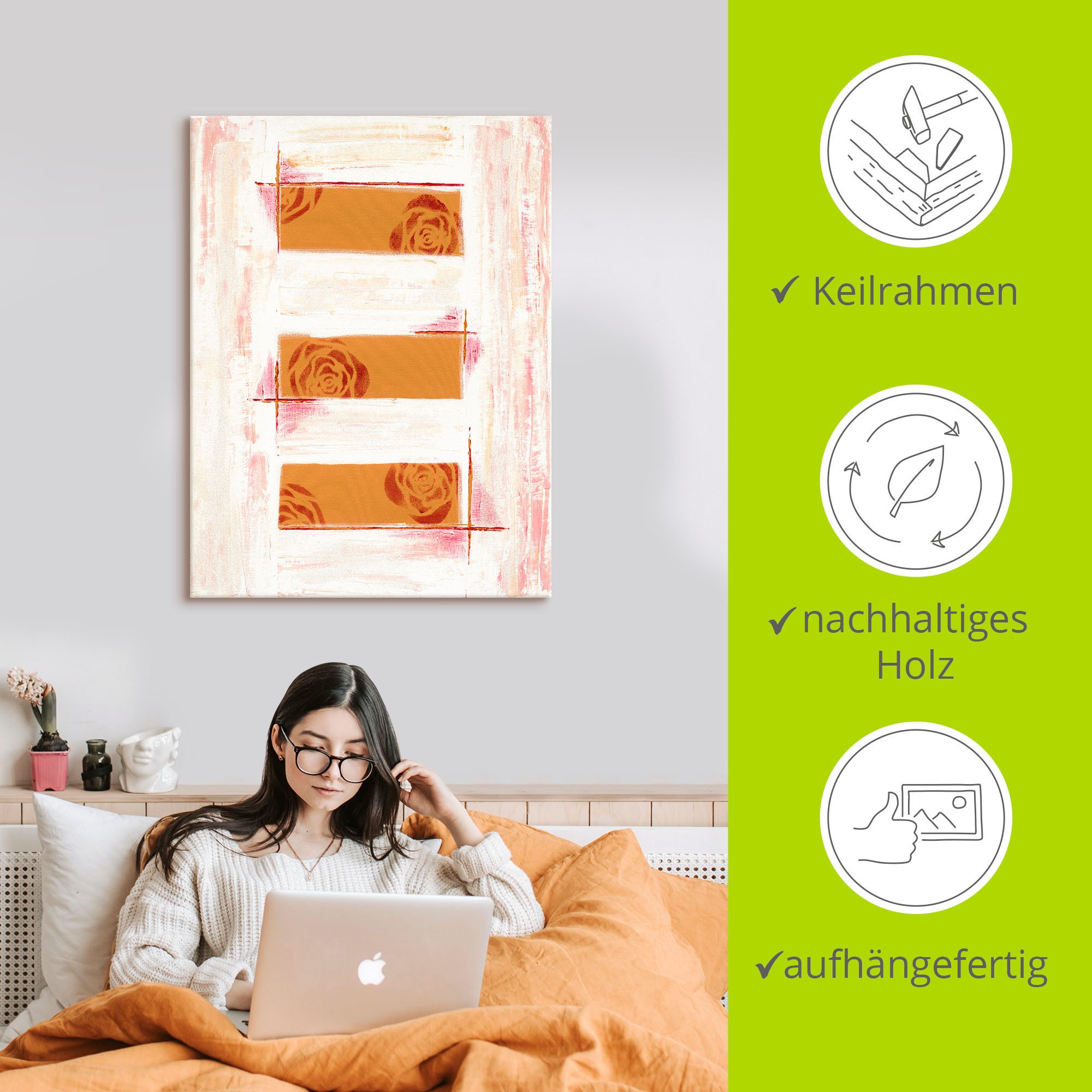 Artland Wandbild »Englische Rosen I - Abstrakt«, (1 St.), als Alubild, Leinwandbild, Wandaufkleber oder Poster in versch. Größen