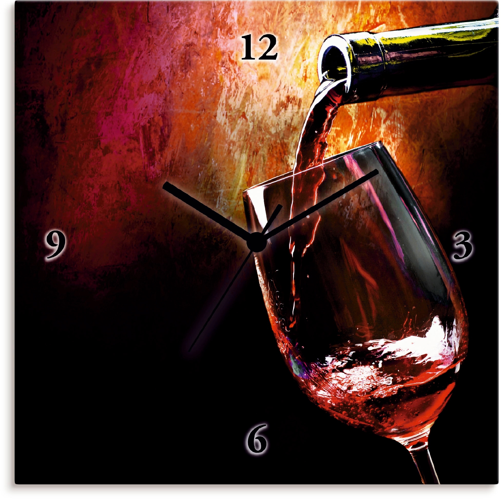 Artland Wanduhr - auf mit »Wein Rotwein«, Quarz- oder kaufen Tickgeräusche Funhuhrwerk, lautlos ohne Raten wahlweise