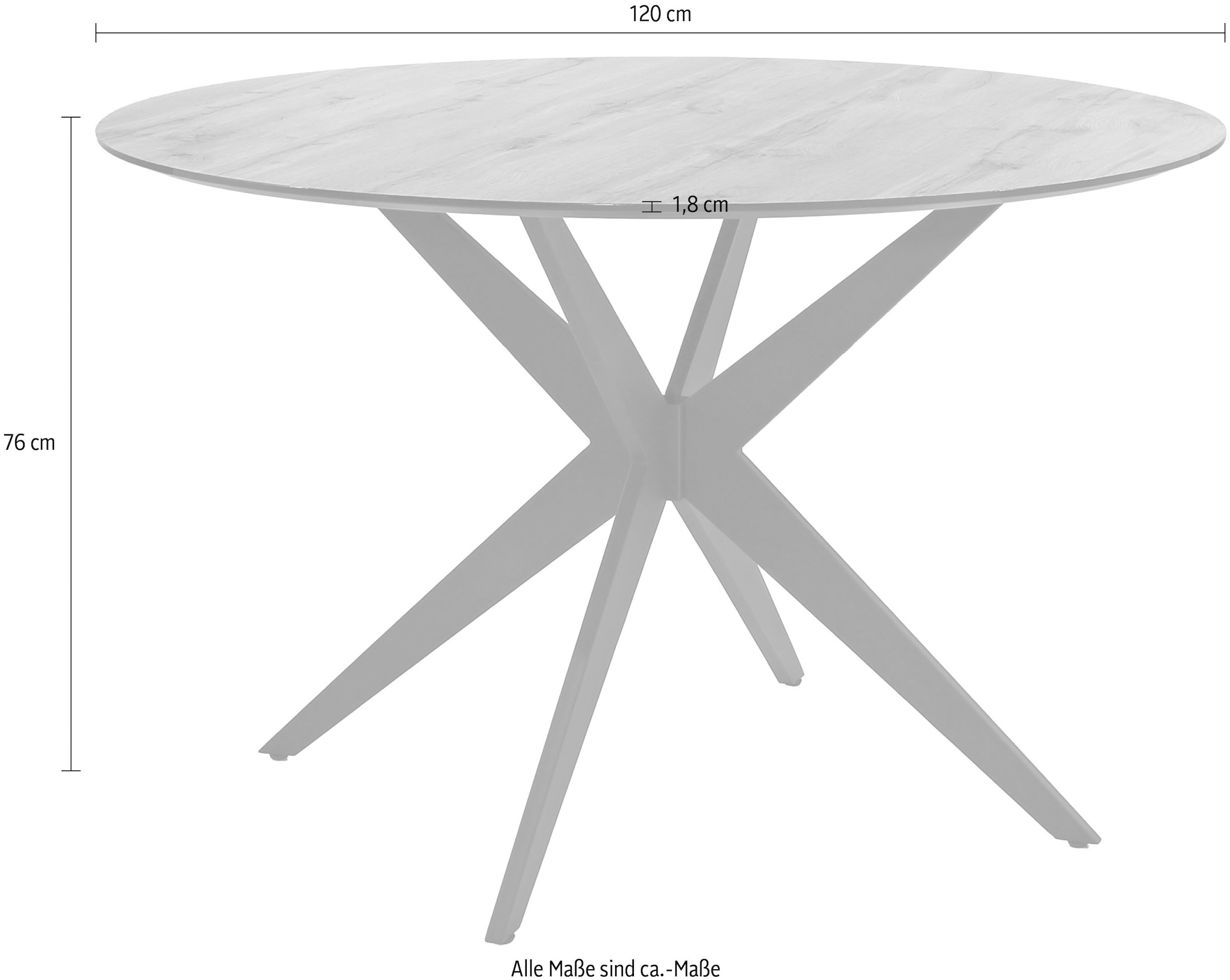 Jockenhöfer Gruppe Esstisch »Thilo« stilvolle Wildeiche-Optik, melaminbeschichtet, 120 cm Durchmesser